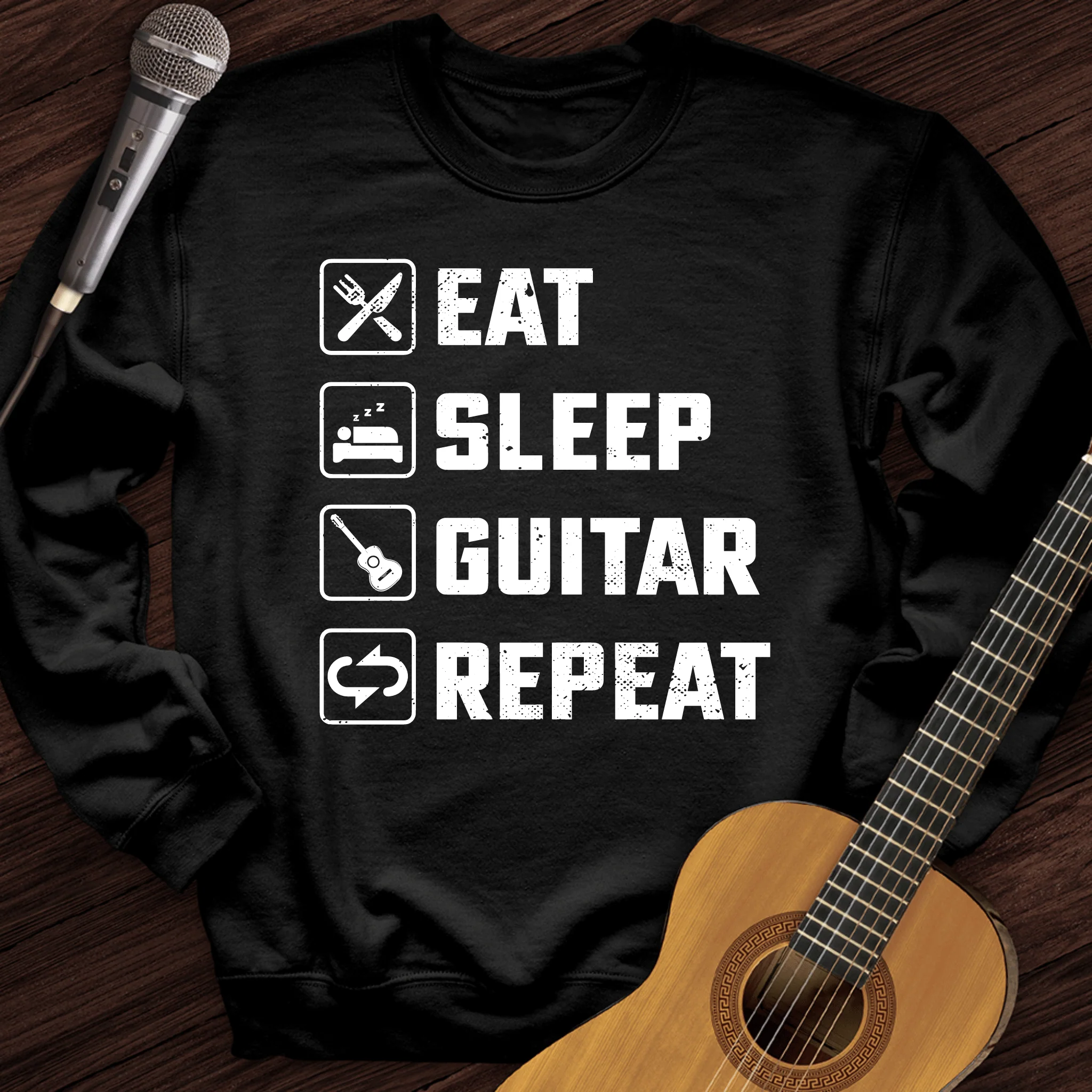 Eat, Sleep, Guitar, Repeat Crewneck