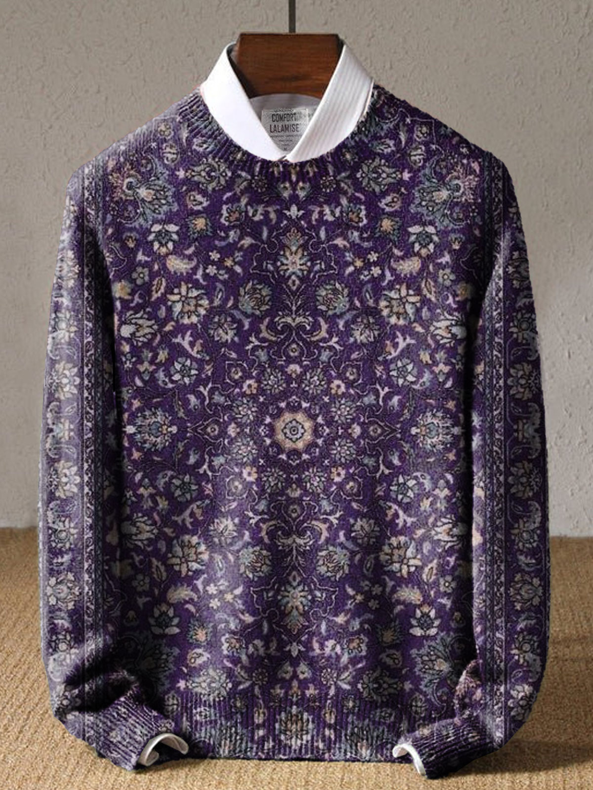Vintage Ethinic Art Print Knit Pullover Sweater