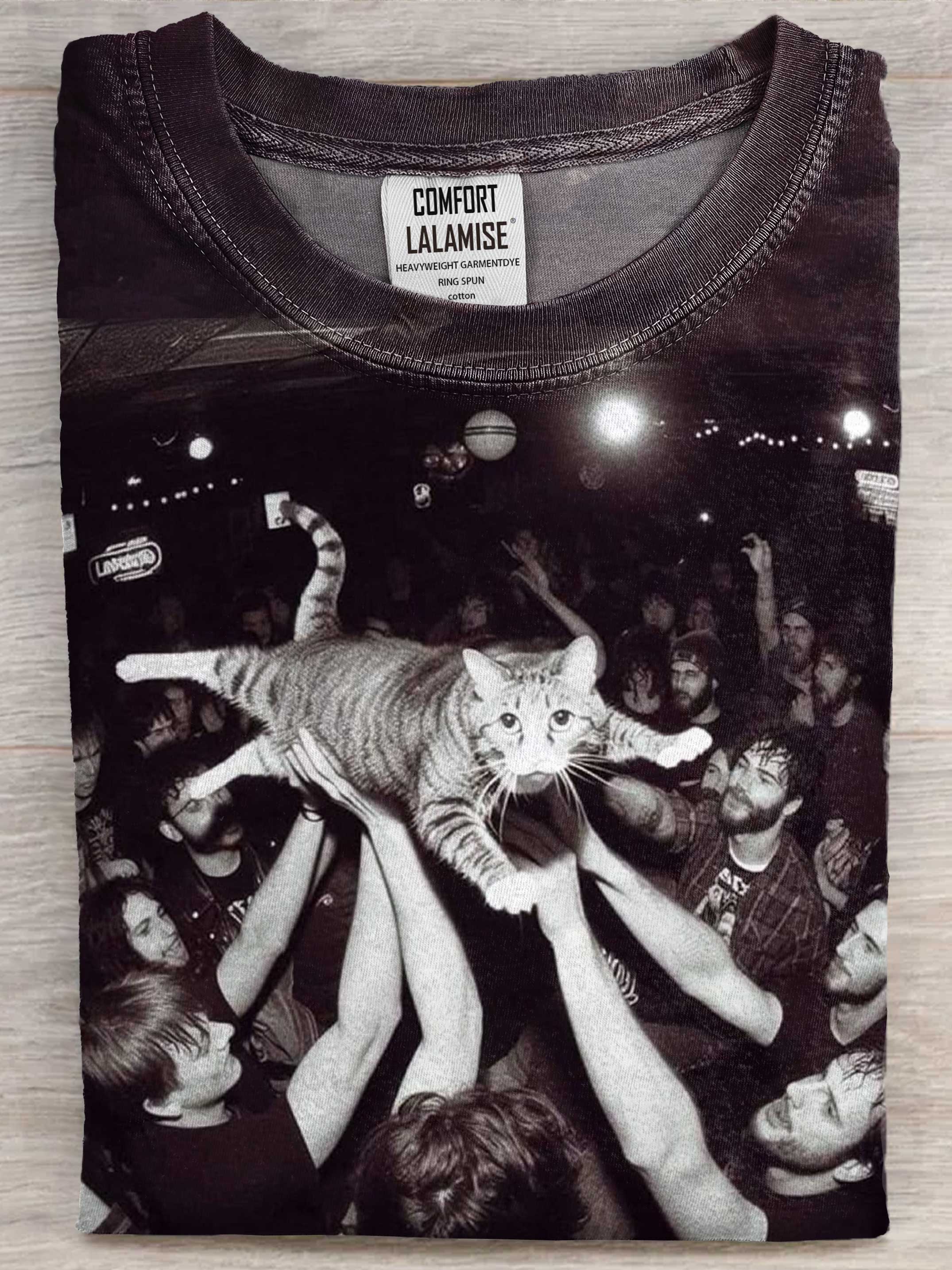 Funny Cat Art Print Cotton Casaul Short Sleeve T-shirt