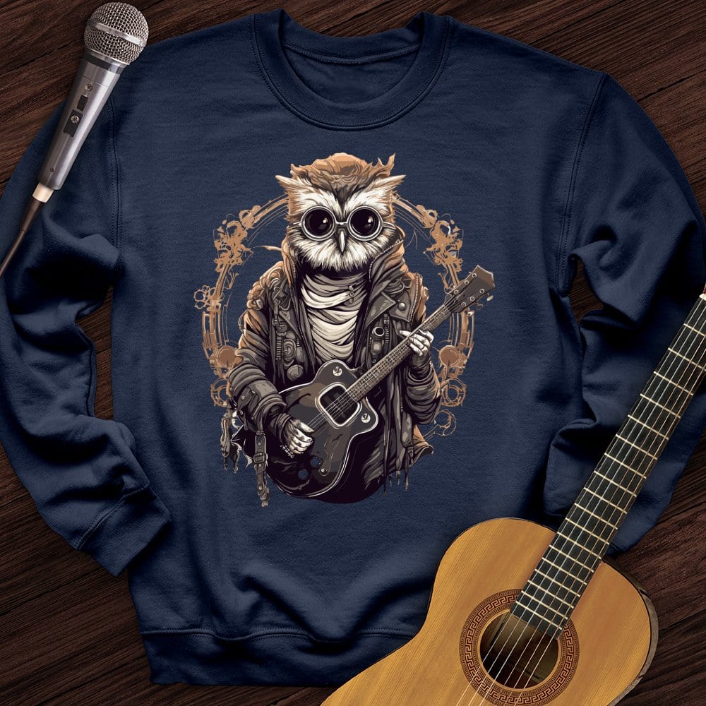Owl Playing Guitar Crewneck