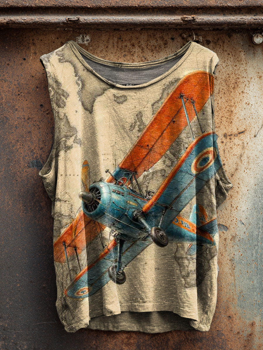 Vintage Art Print 100% Cotton Casual Tank Top