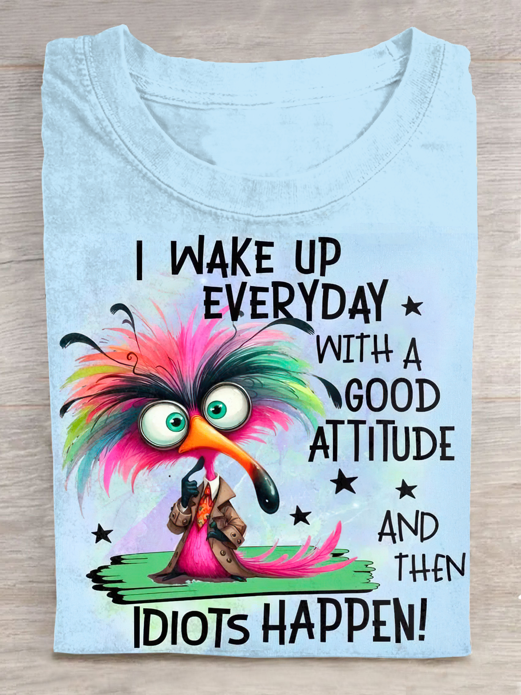 I Wake Up Everyday With A Good Attitude Printed Crew Neck Women's T-shirt