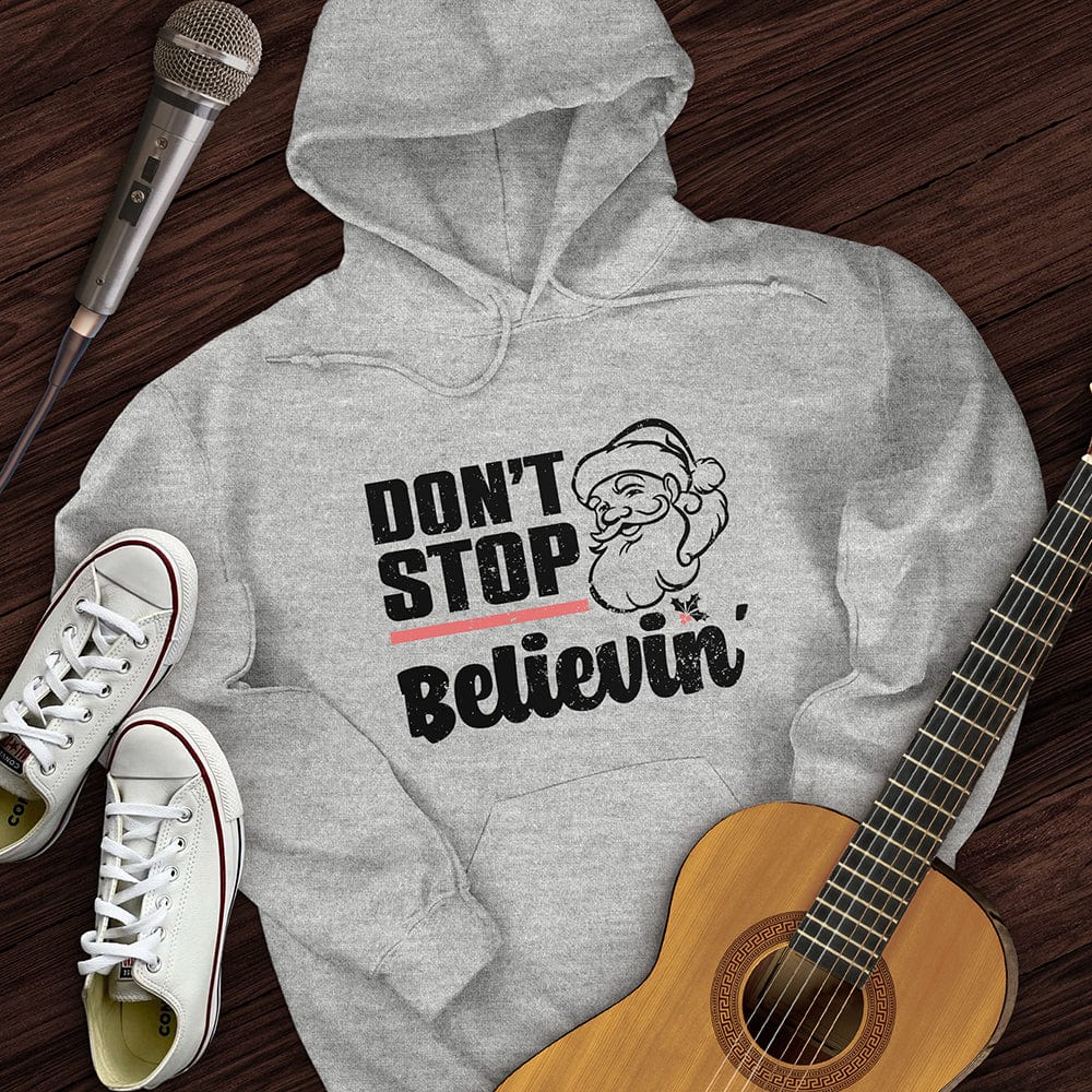 Don't Stop Believing Santa Hoodie