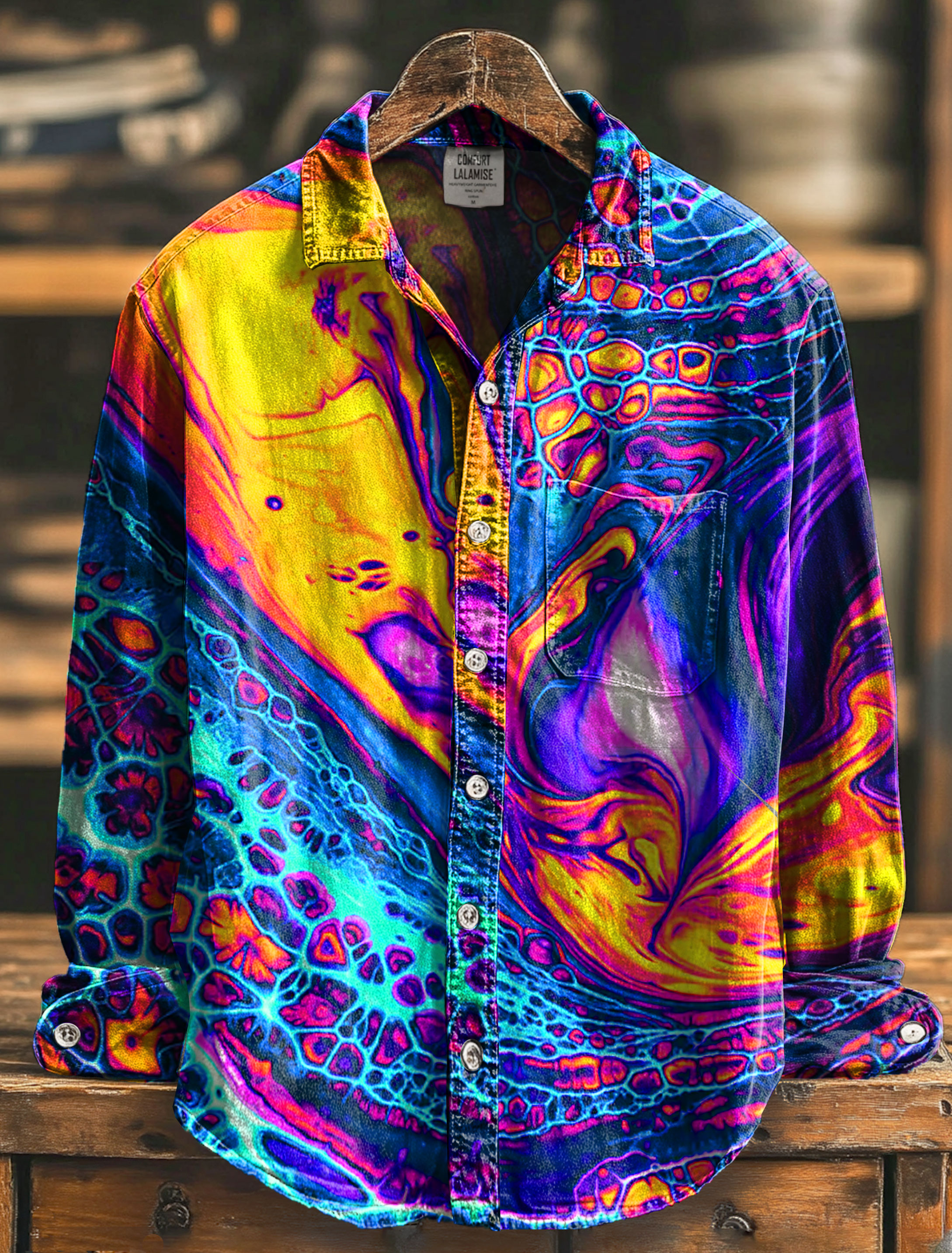 Abstrct Art Print 100% Cotton Long Sleeve Shirt