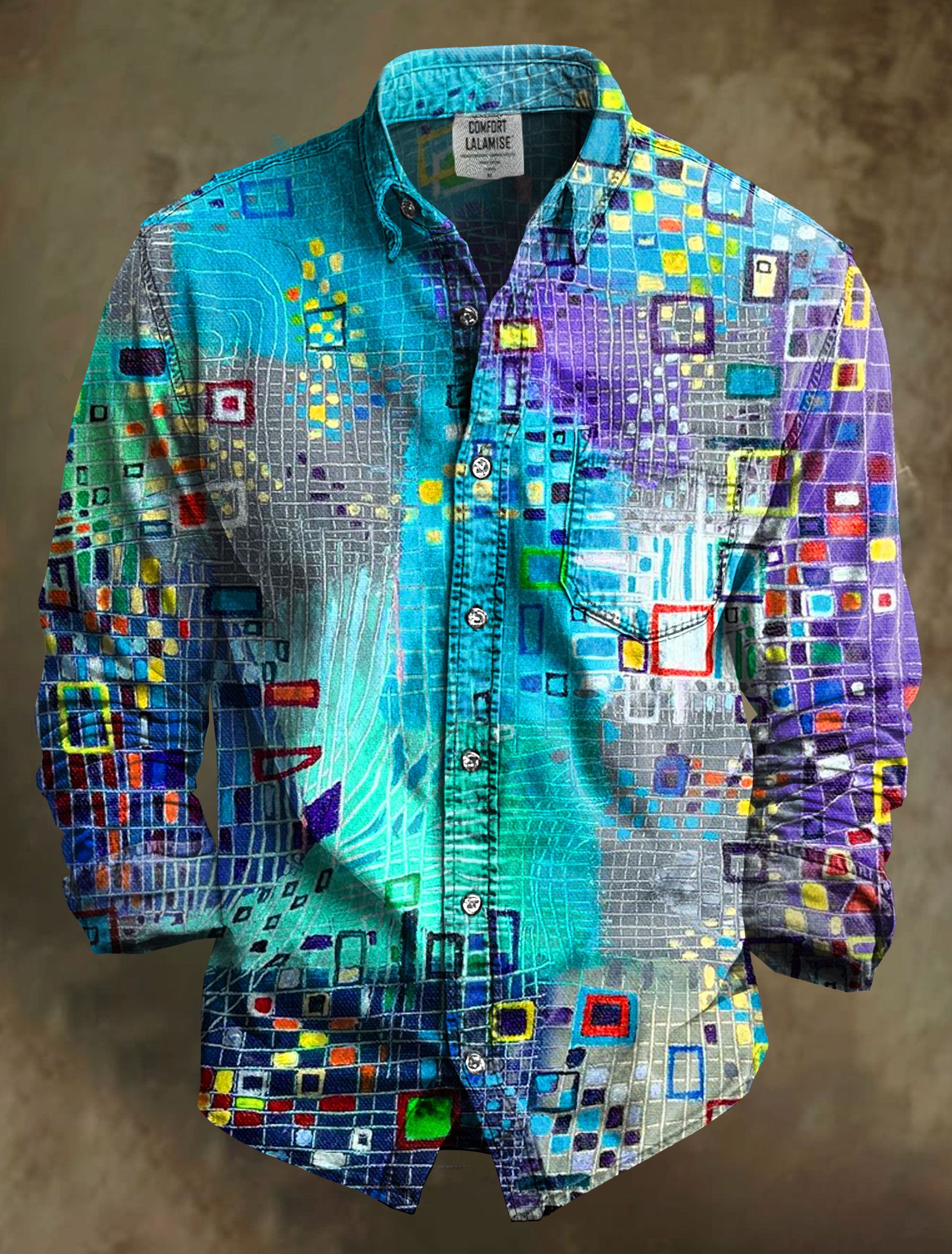Draughts painting Art Print 100% Cotton Long Sleeve Shirt