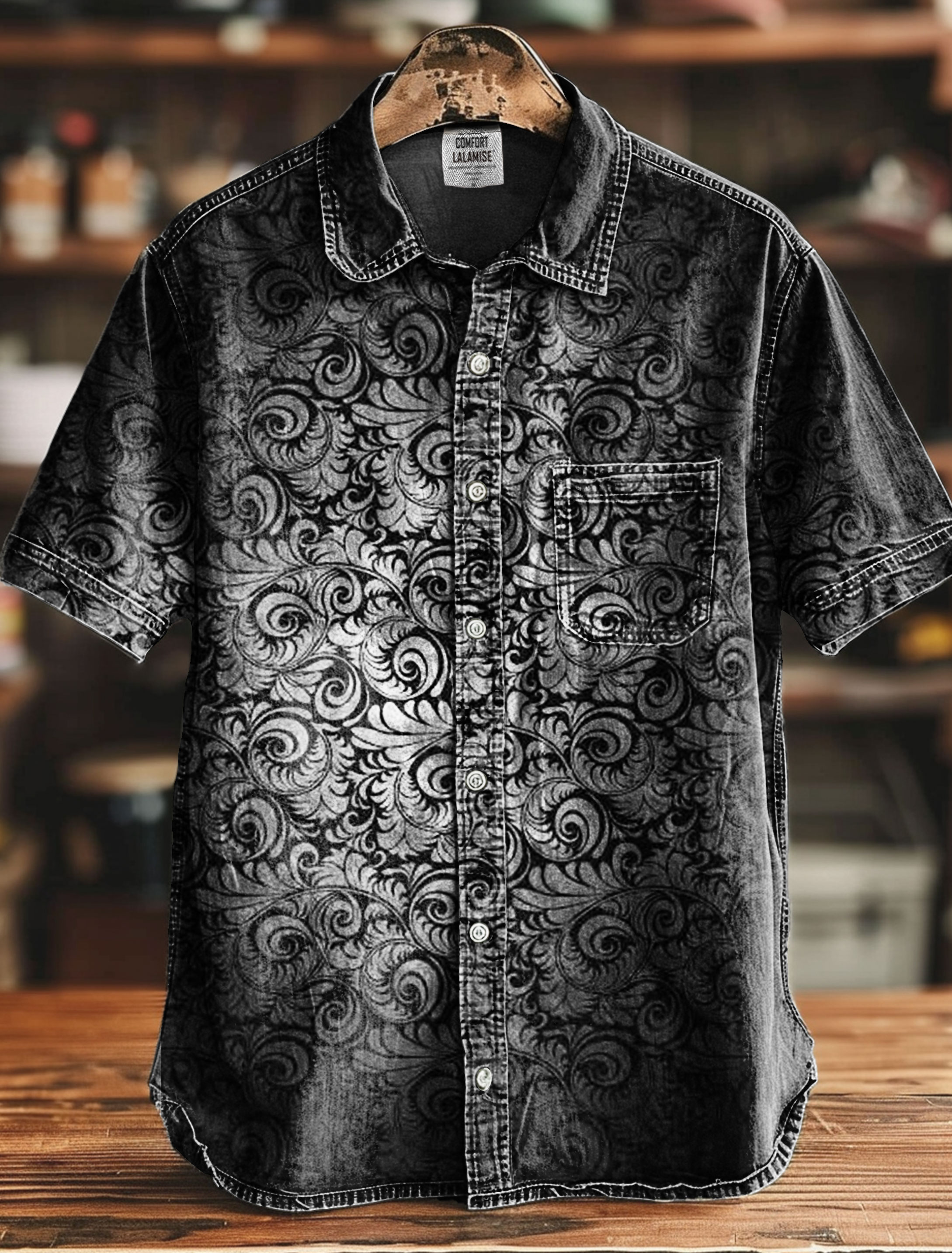 Vintage Gradient Floral Art Print Casual 100% Cotton Shirt