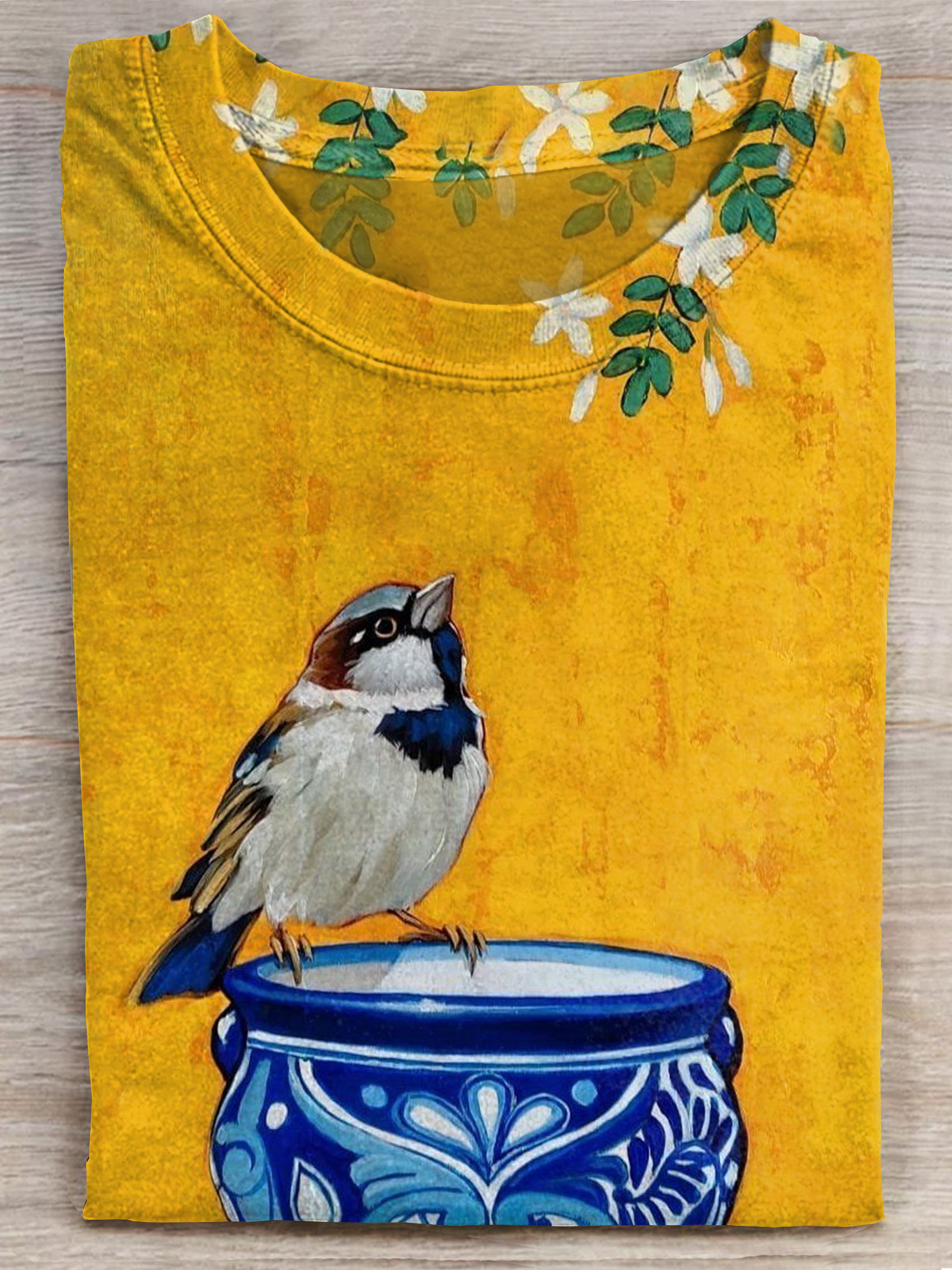 Bird Art Print Casual Short Sleeve T-Shirt