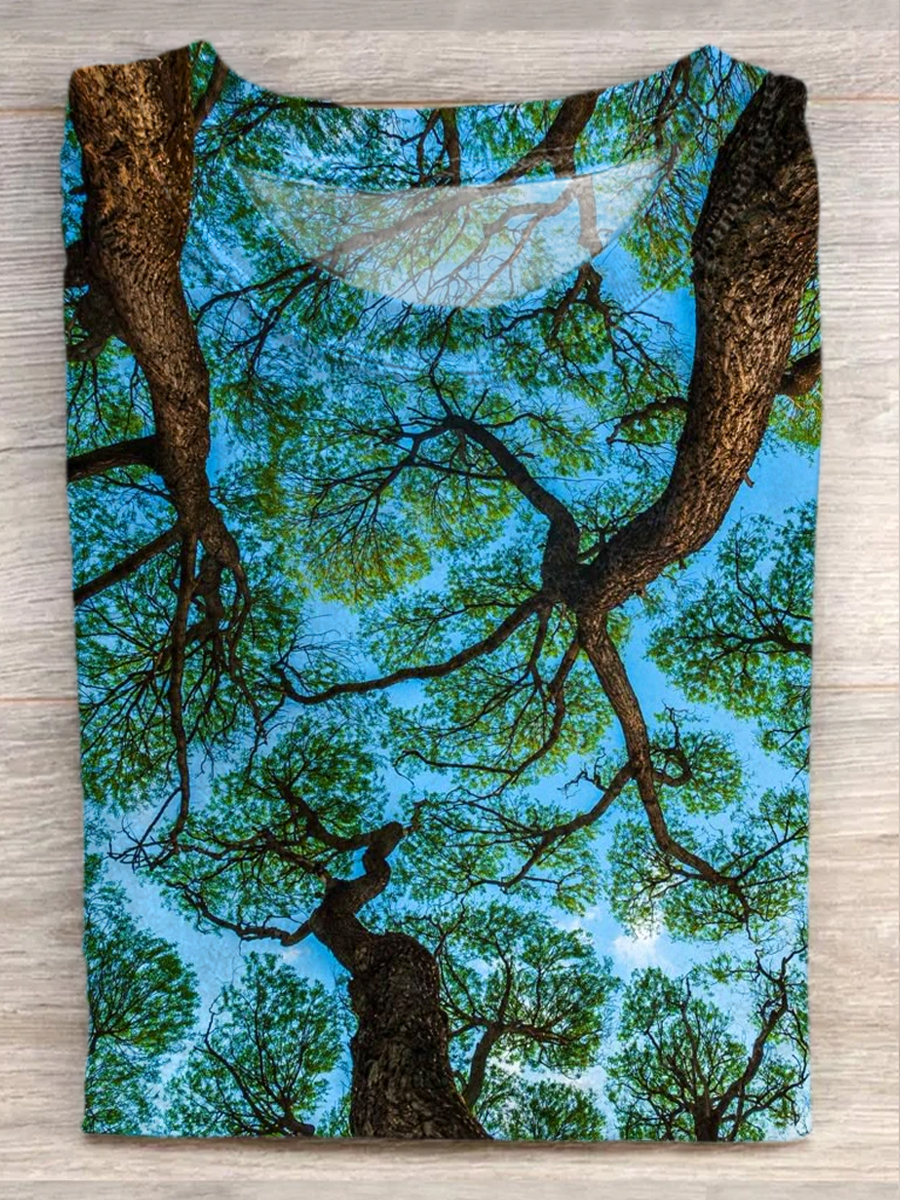 Unisex Forest Vintage Print Casual Short Sleeve T-Shirt