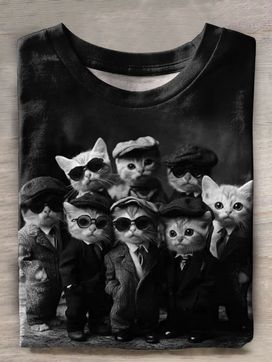 Cat Print Casual T-shirt
