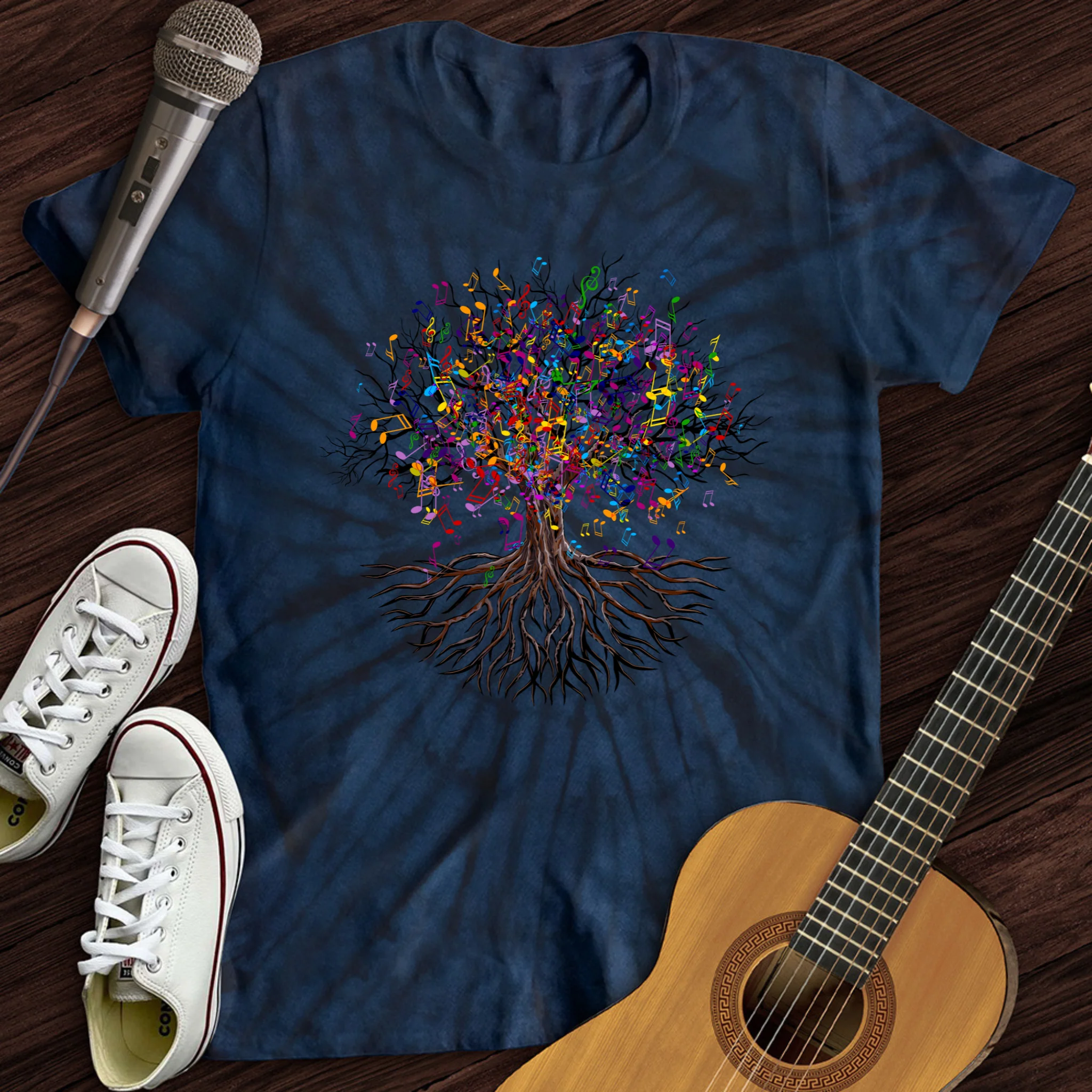 Music Note Tree Tie Dye T-Shirt