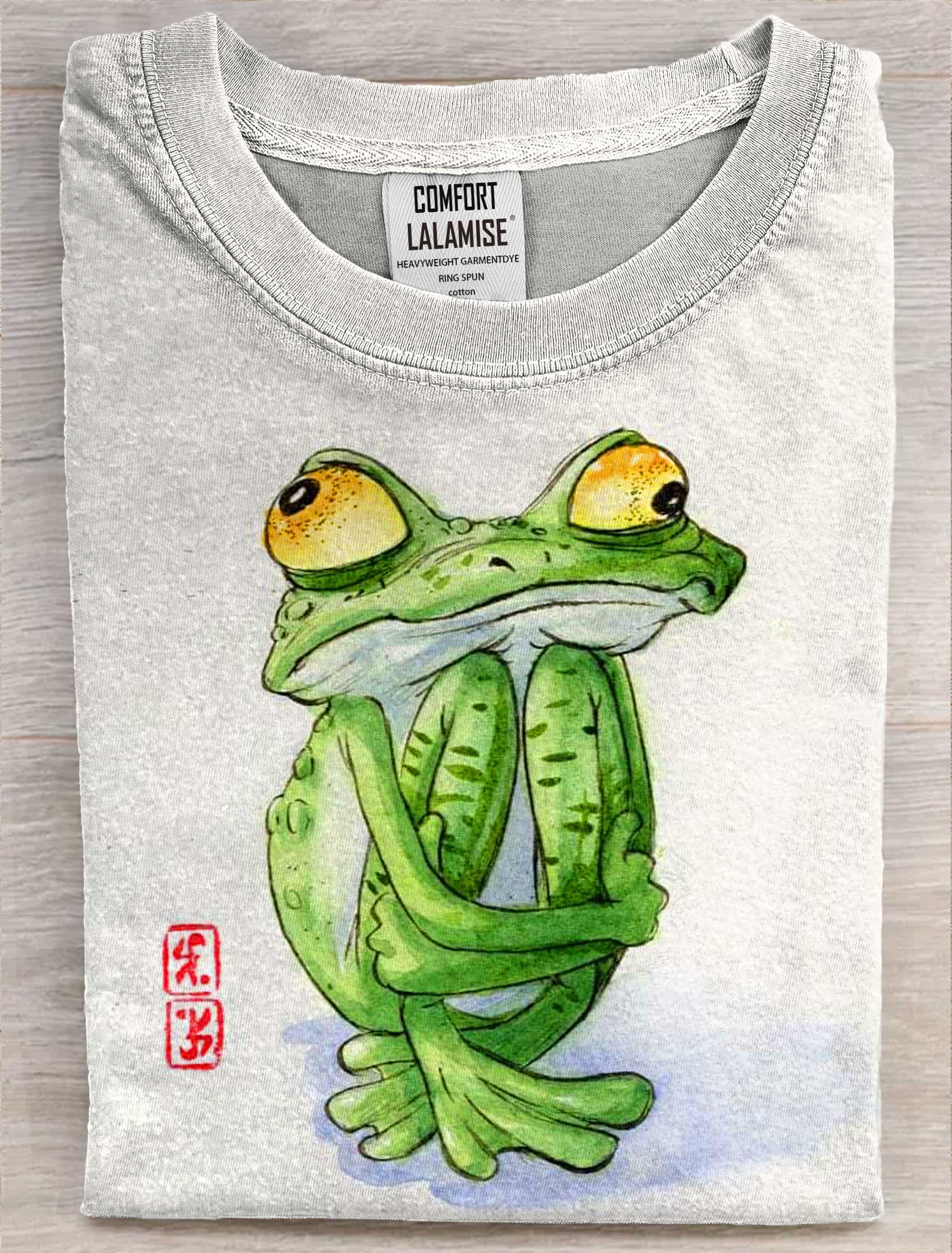 Waiting Frog Art Print Casual Short Sleeve T-shirt