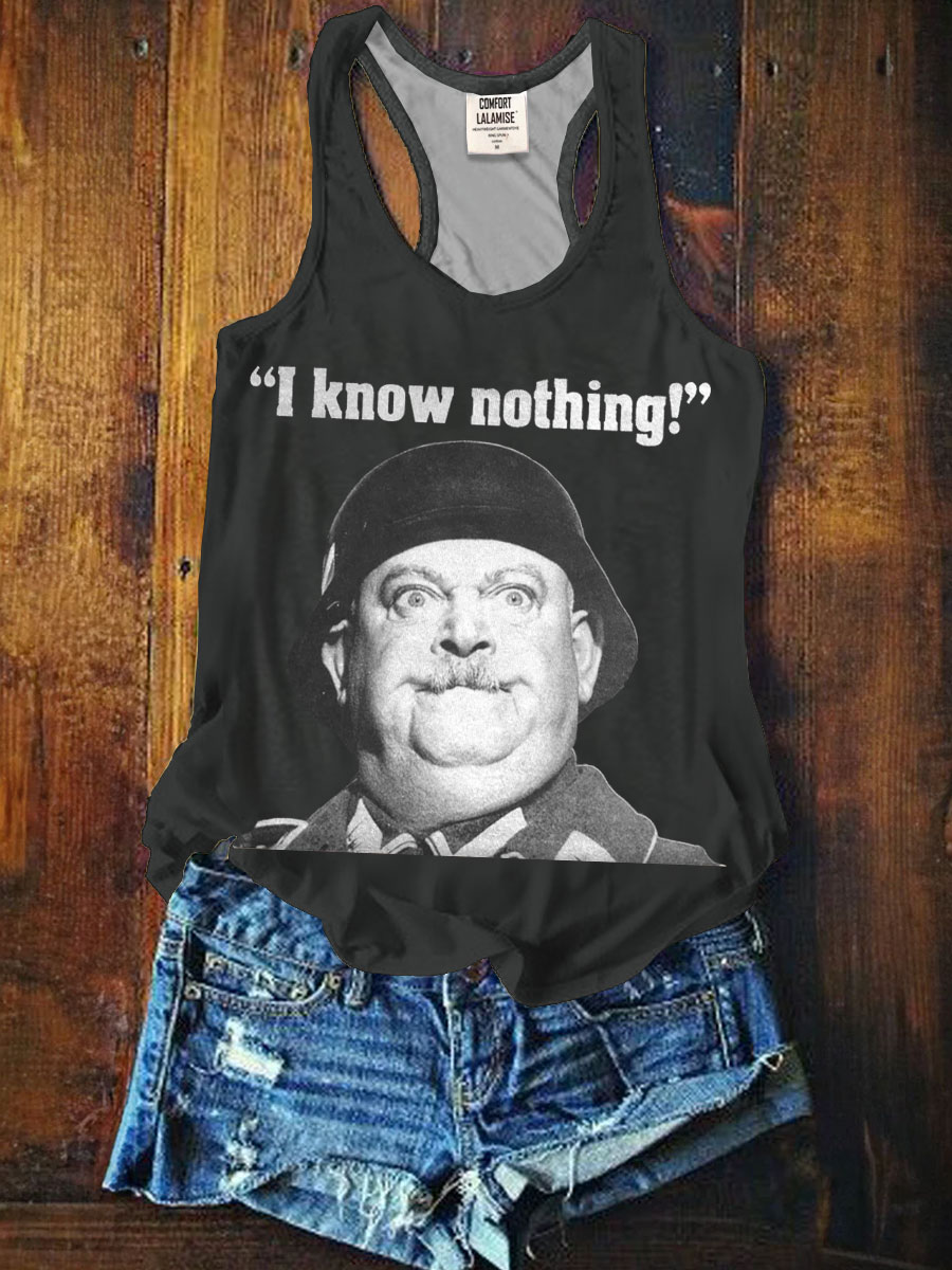 I Know Nothing Funny Print Casaul Tank Top
