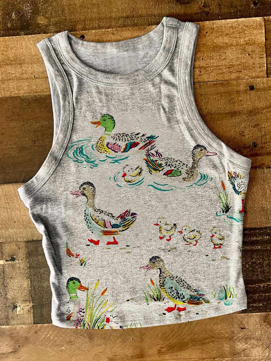 Vintage Duck Prints Tank Top