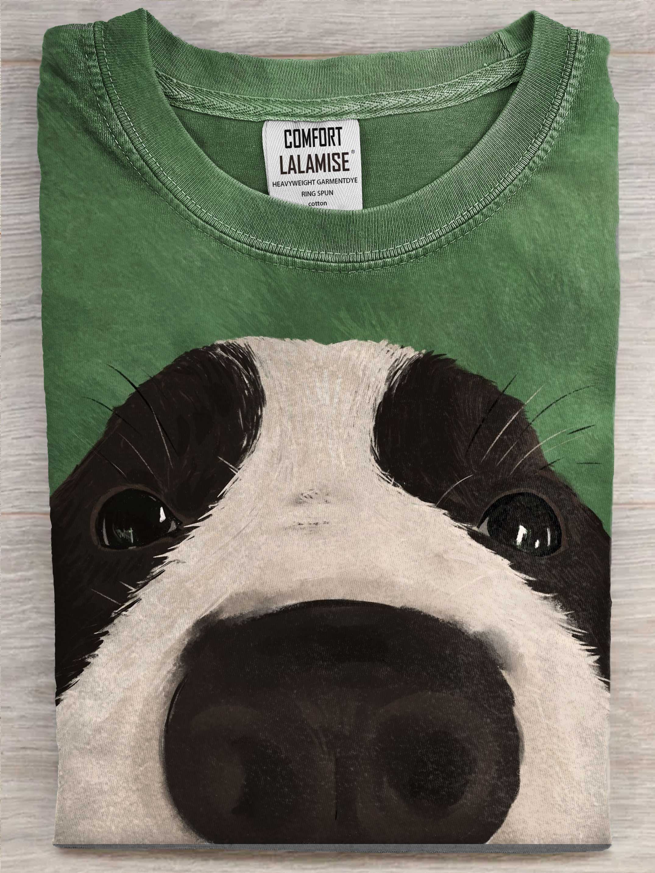 Cute Dog Face Art Print Cotton Casaul Short Sleeve T-shirt
