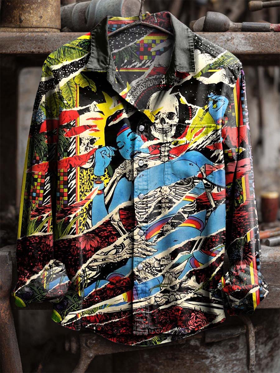 Ethnic Hell Skull Art Print 100% Cotton Long Sleeve Shirt