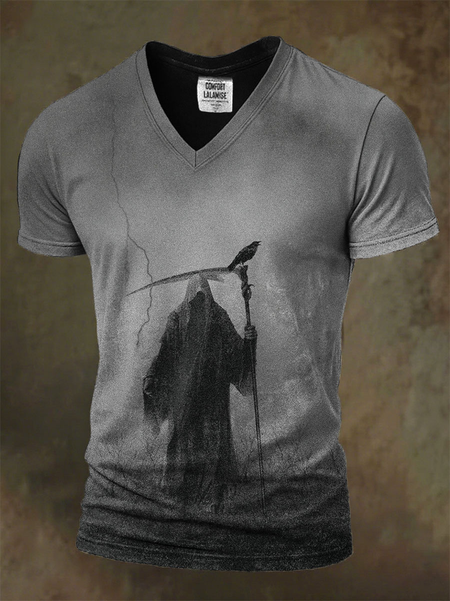 Vintage Halloween Grim Reaper Art Print T-shirt