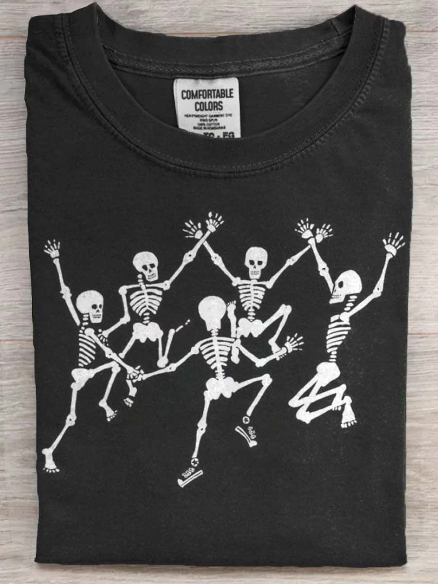 Halloween Skull Print Casual Short Sleeve T-Shirt