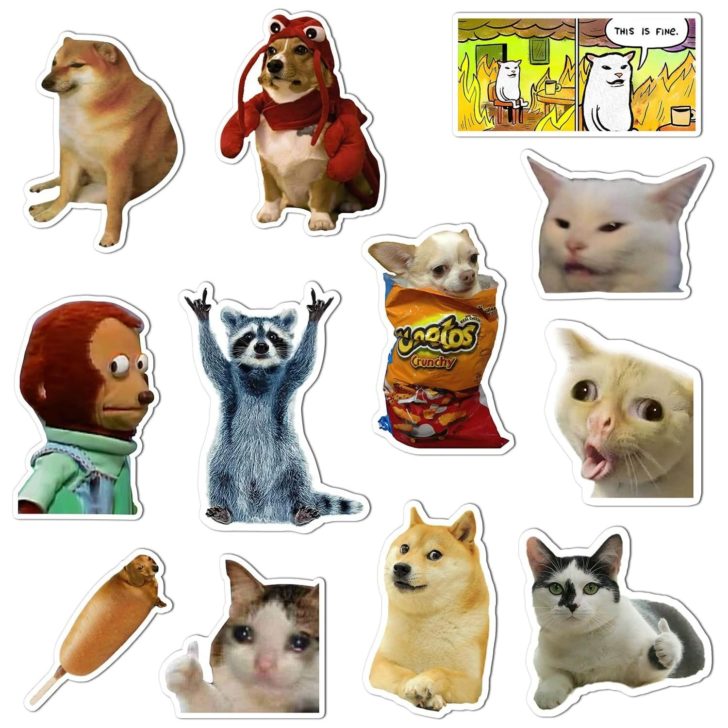 Cute Funny Cat and Dog Expressions Reusable Flexible Refrigerator Stickers