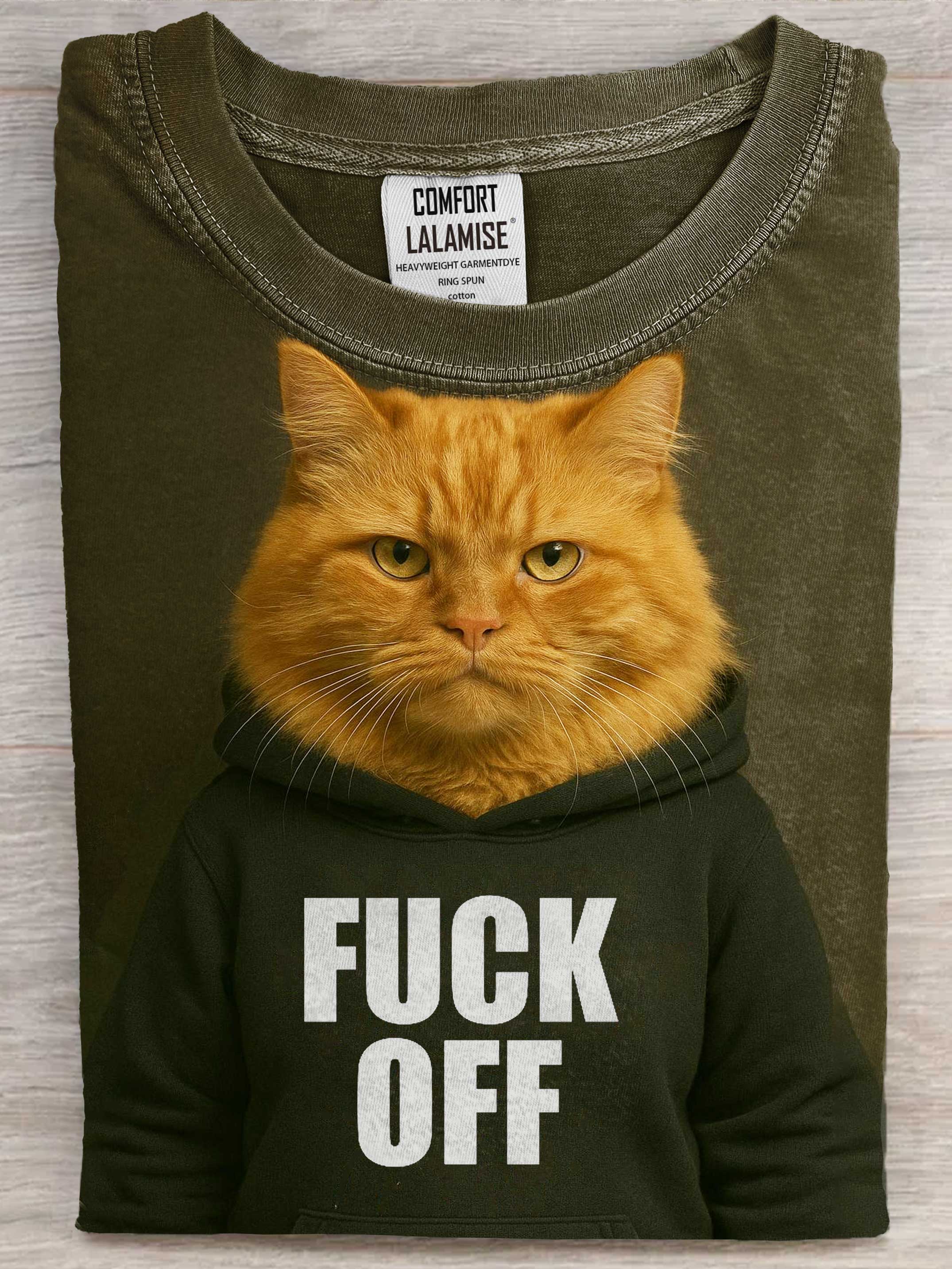 Funny Cat Art Print Casaul Cotton Short Sleeve T-shirt