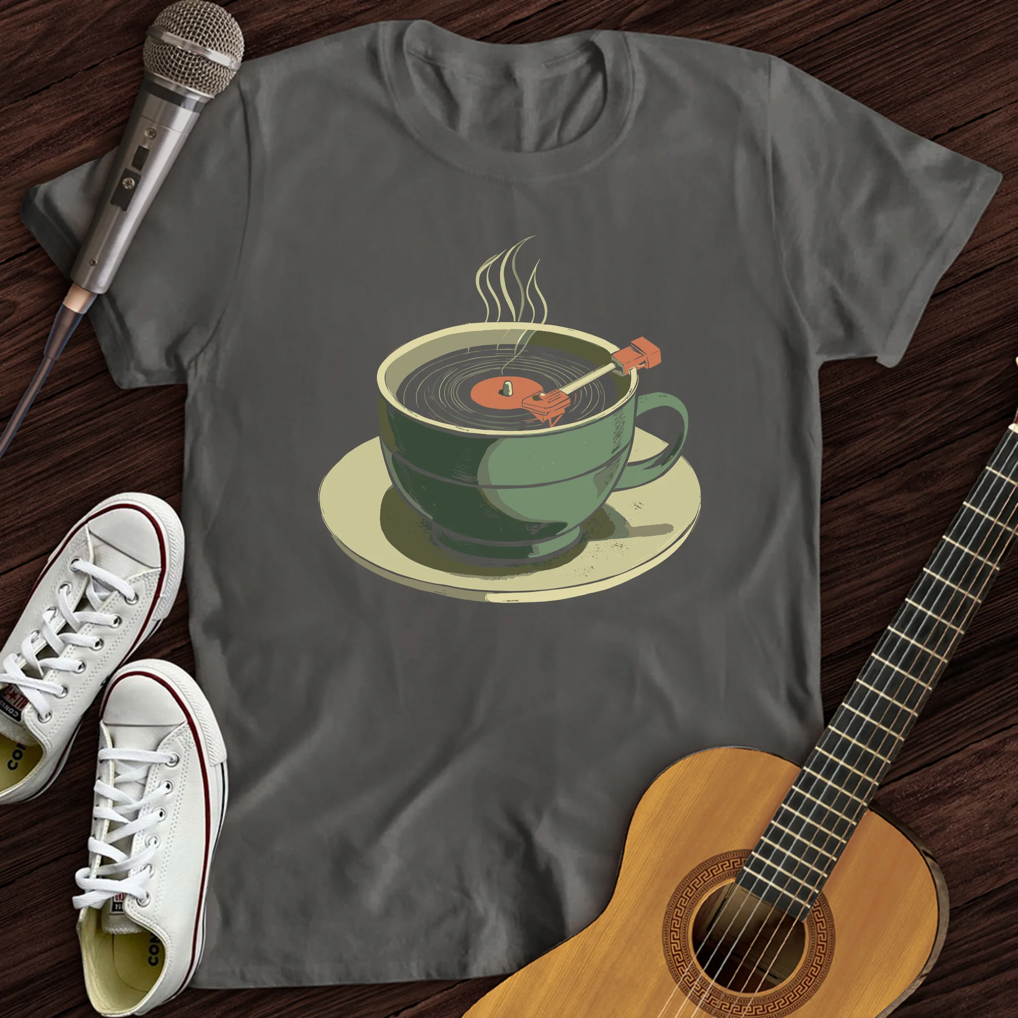 Coffee Cup Record Player T-Shirt
