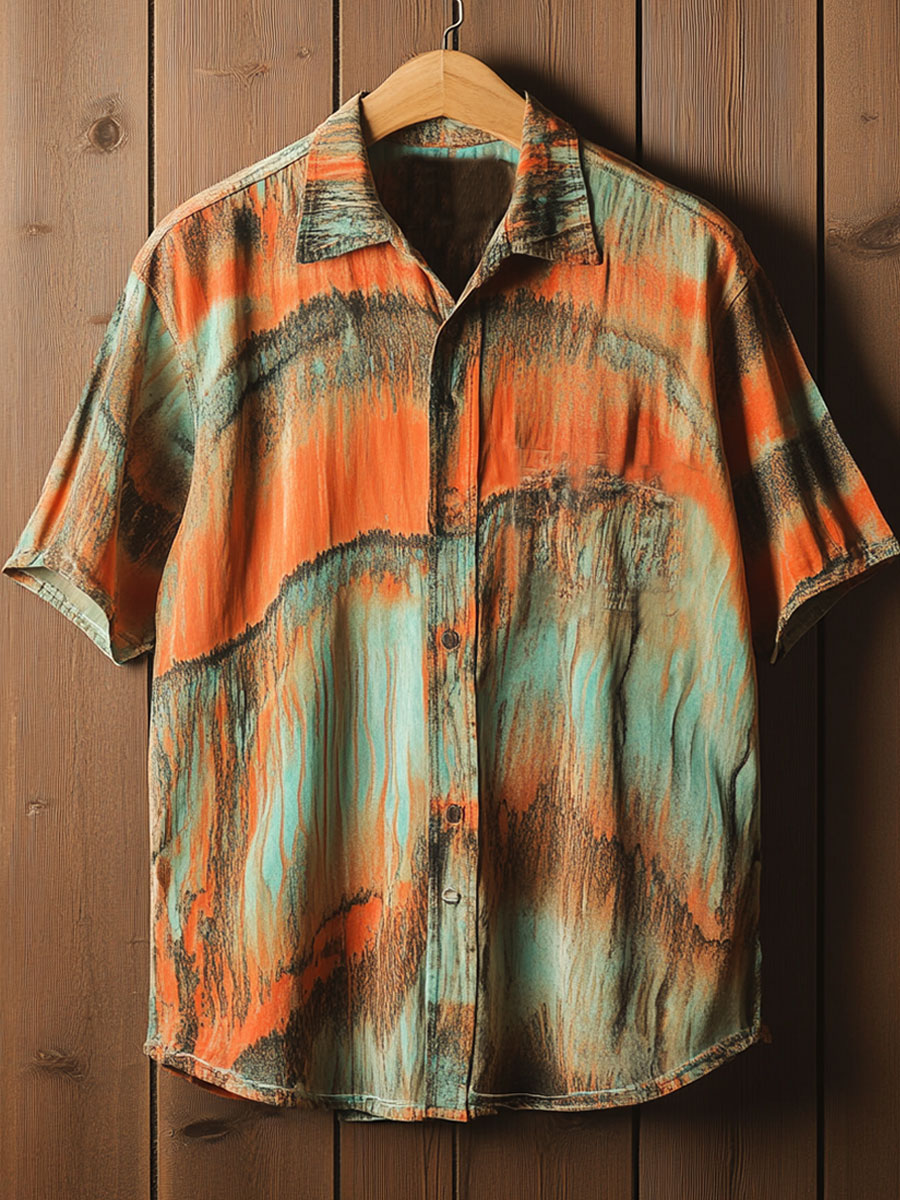 Abstract Art Print Casual 100% Cotton Shirt