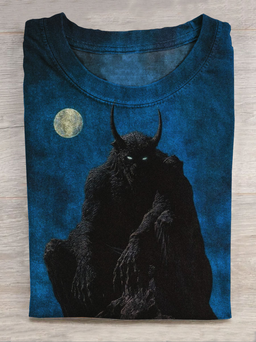 Dark Fantasy Print Casual Short Sleeve Top