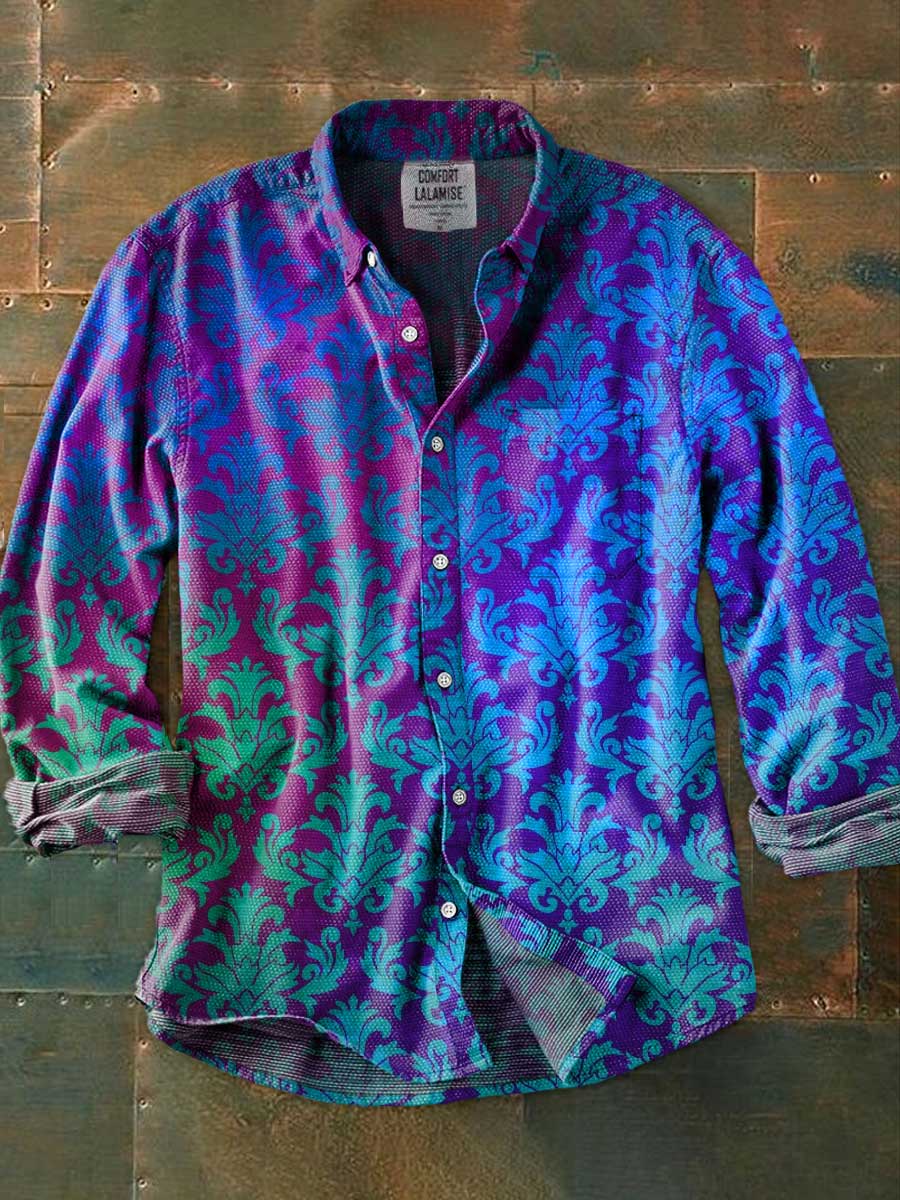 Vintage Art Print 100% Cotton Long Sleeve Shirt