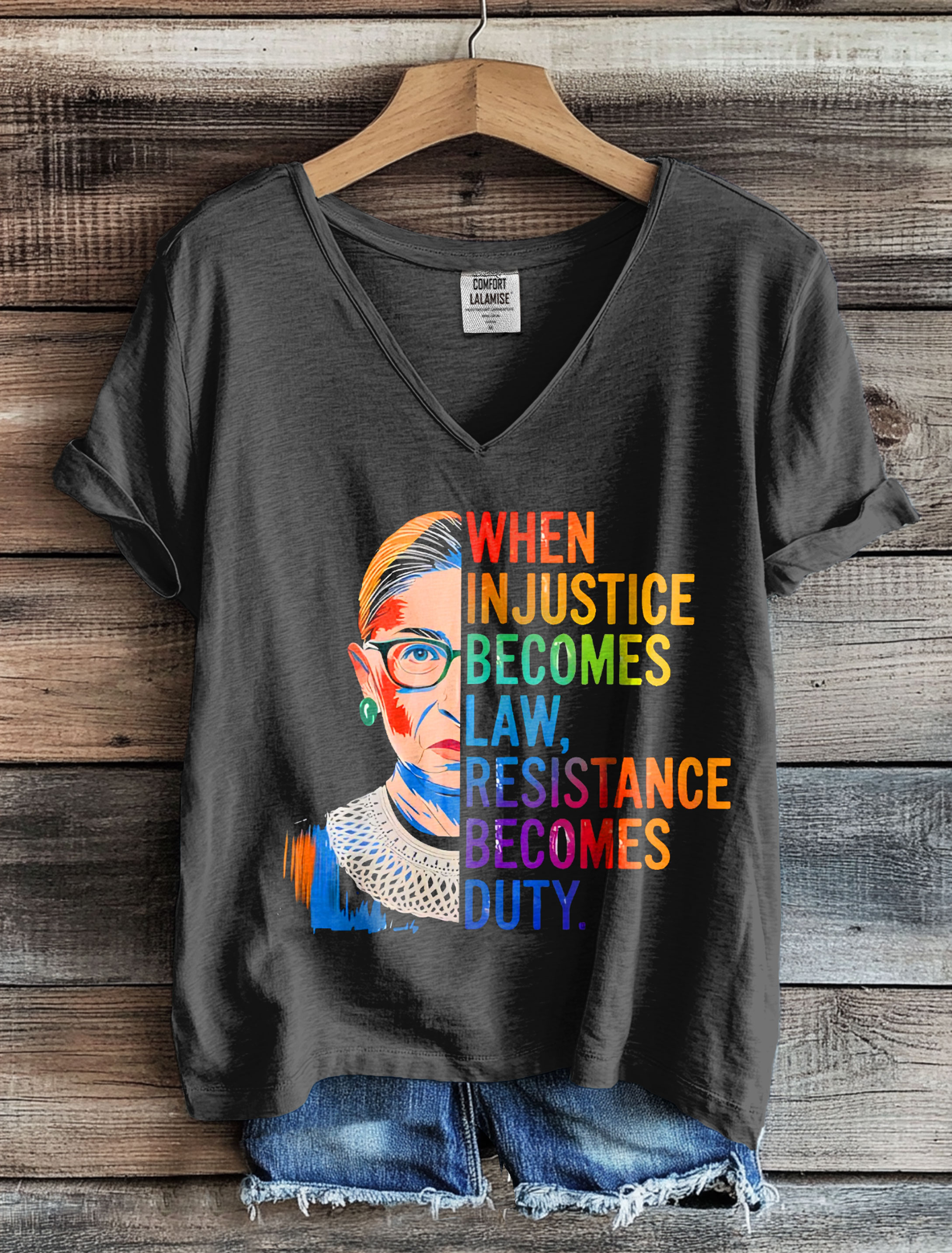 When Injustice Becomes Law Resistance Becomes Duty Rbg Quote V-neck T-shirt