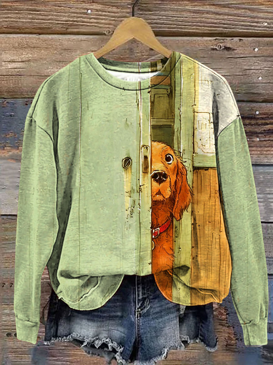 The Waiting Dog Art Print Casual Sweatshirt