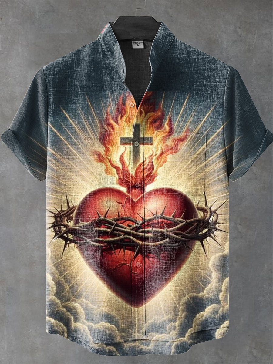 Vintage Print Casual 100% Cotton Shirt