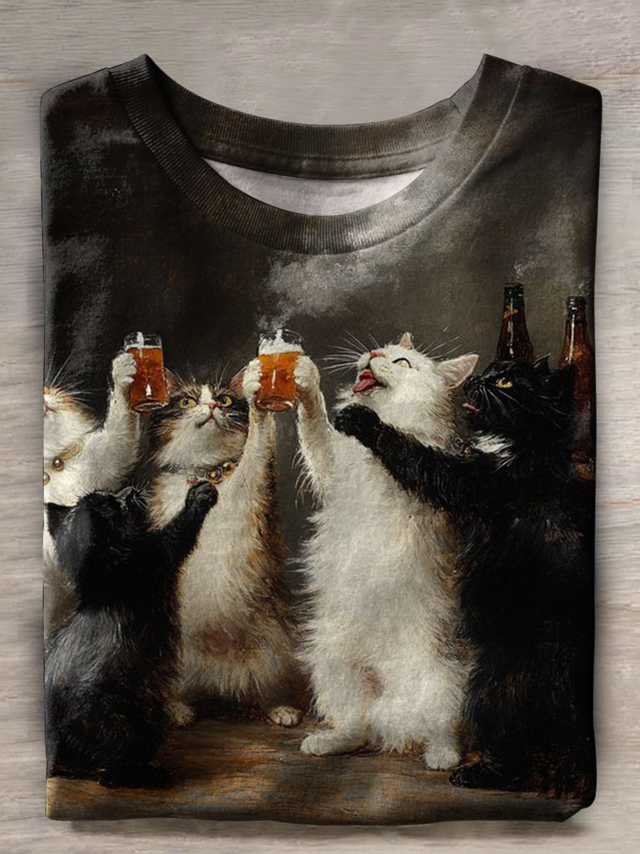 Funny Cat Print Casual T-shirt