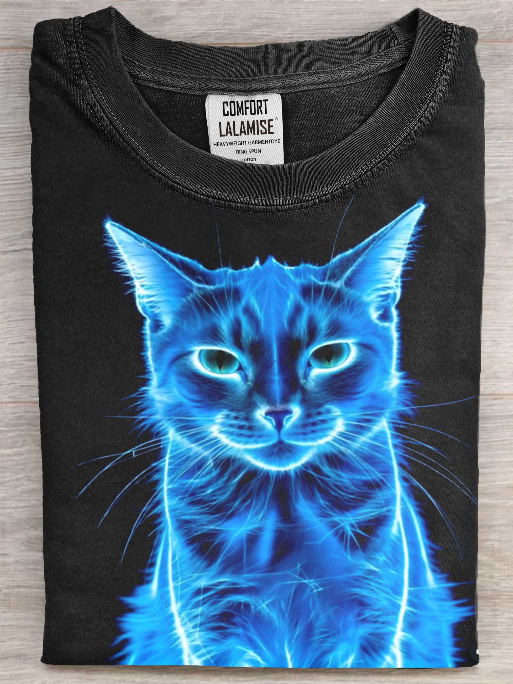 Cat Fancy Art Print Cotton Casaul Short Sleeve T-shirt