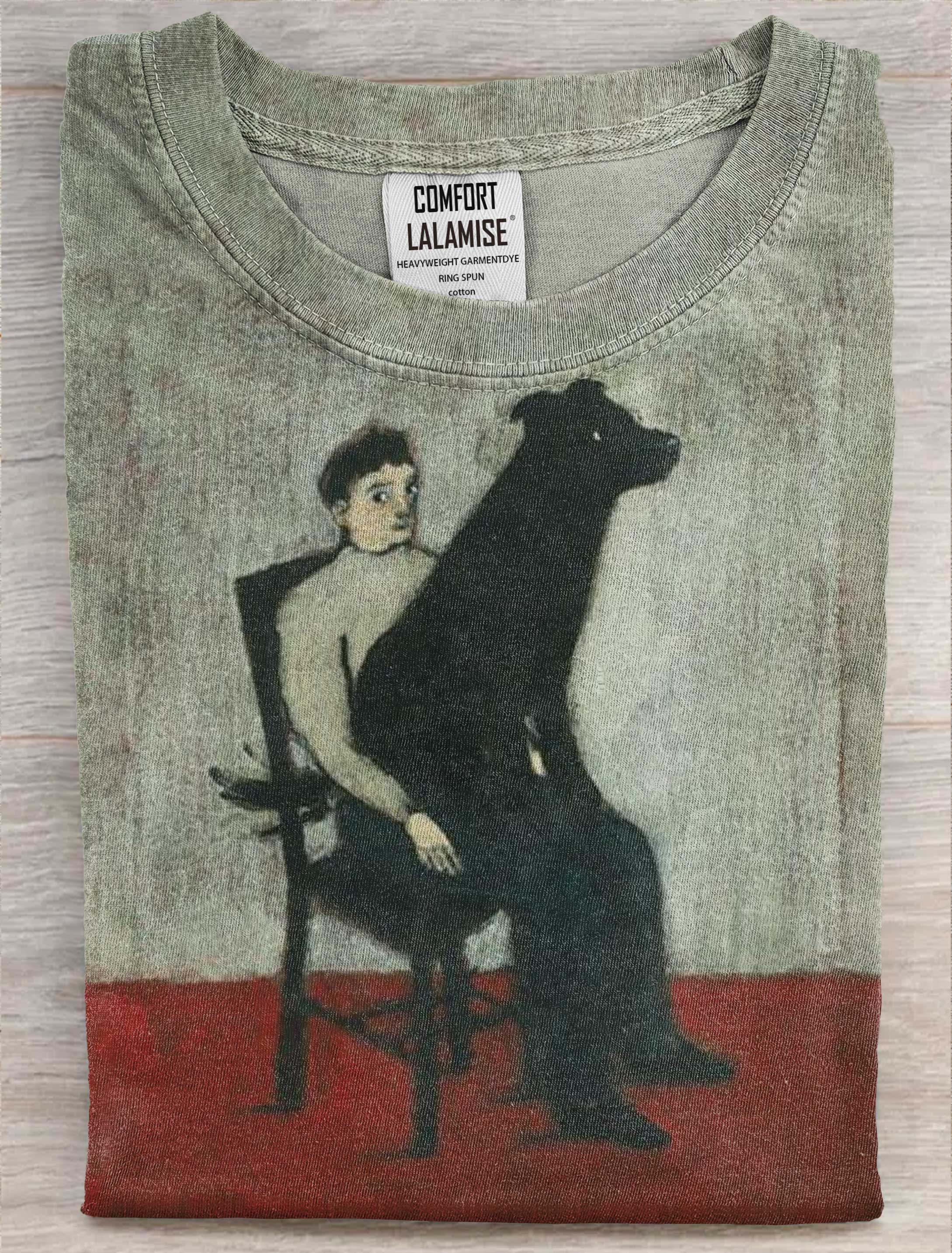 Funny Dog Art Print Casaul Short Sleeve  T-shirt