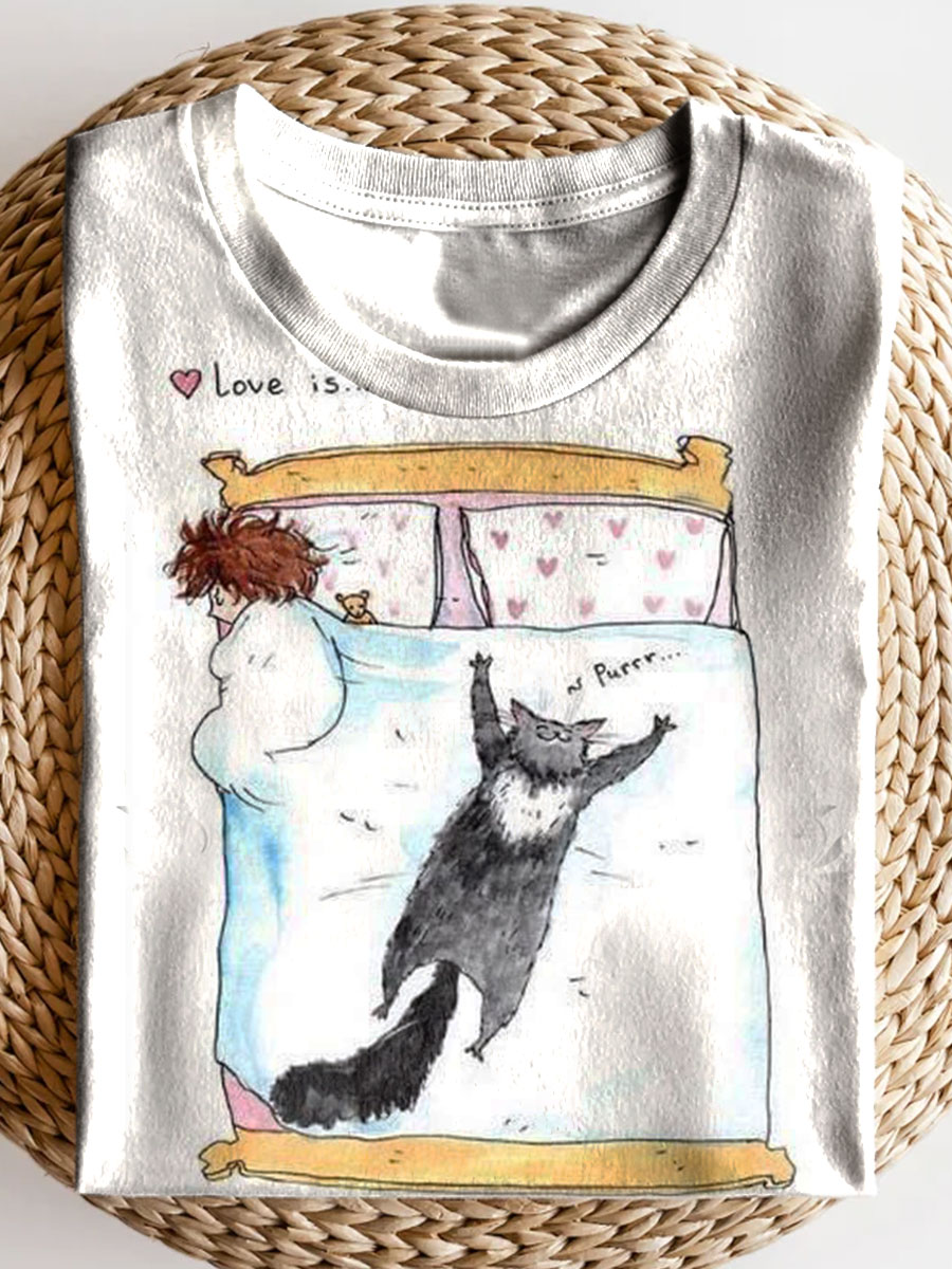 Funny Cat Print T-shirt
