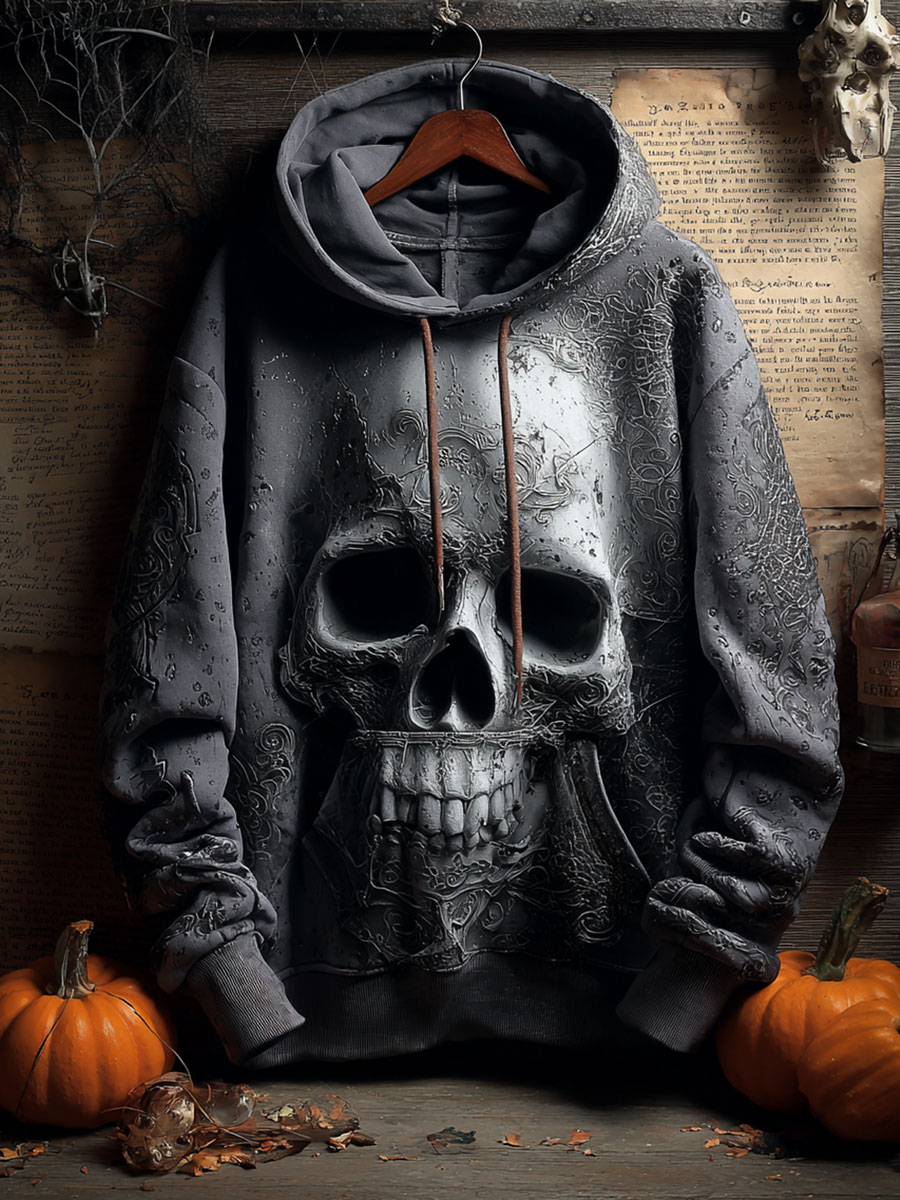 Dark Skeleton Art Prints Casual Hoodie Sweatshirt