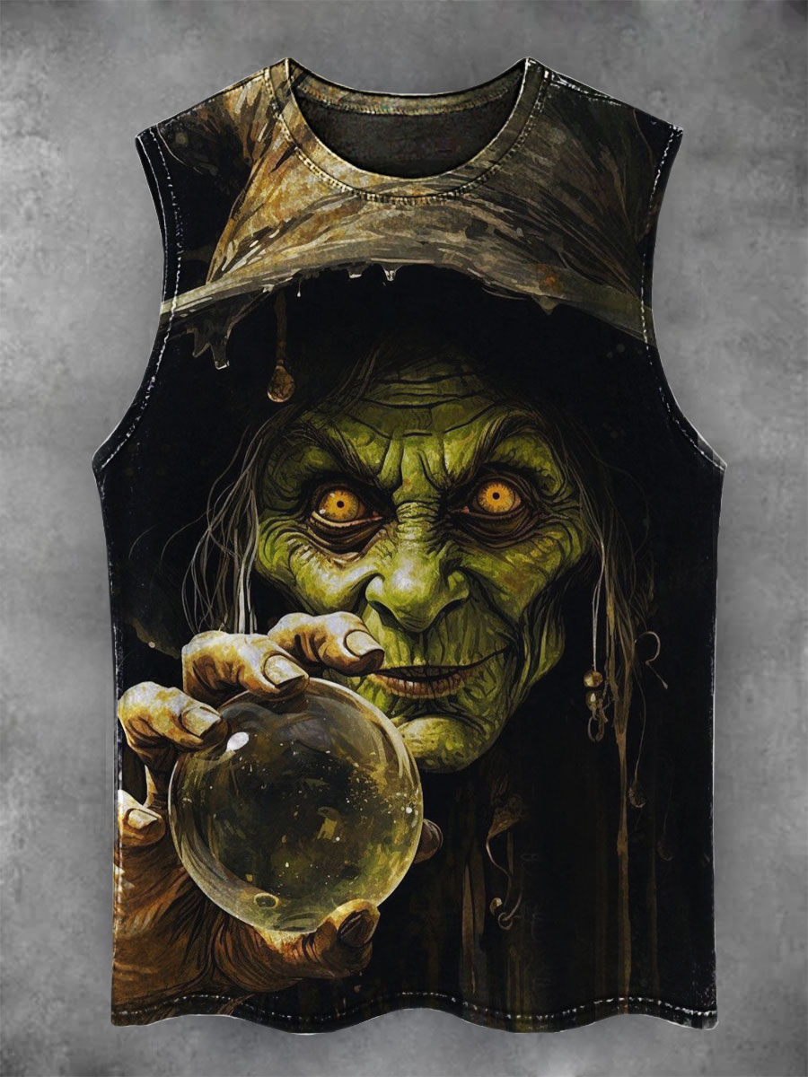 Dark Witch Print Casual Tank Top