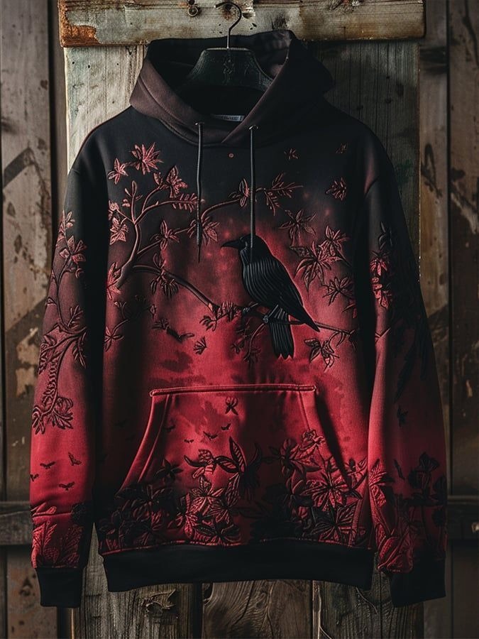 Dark Floral Raven Halloween 3D Art Print Casual Sweatshirt