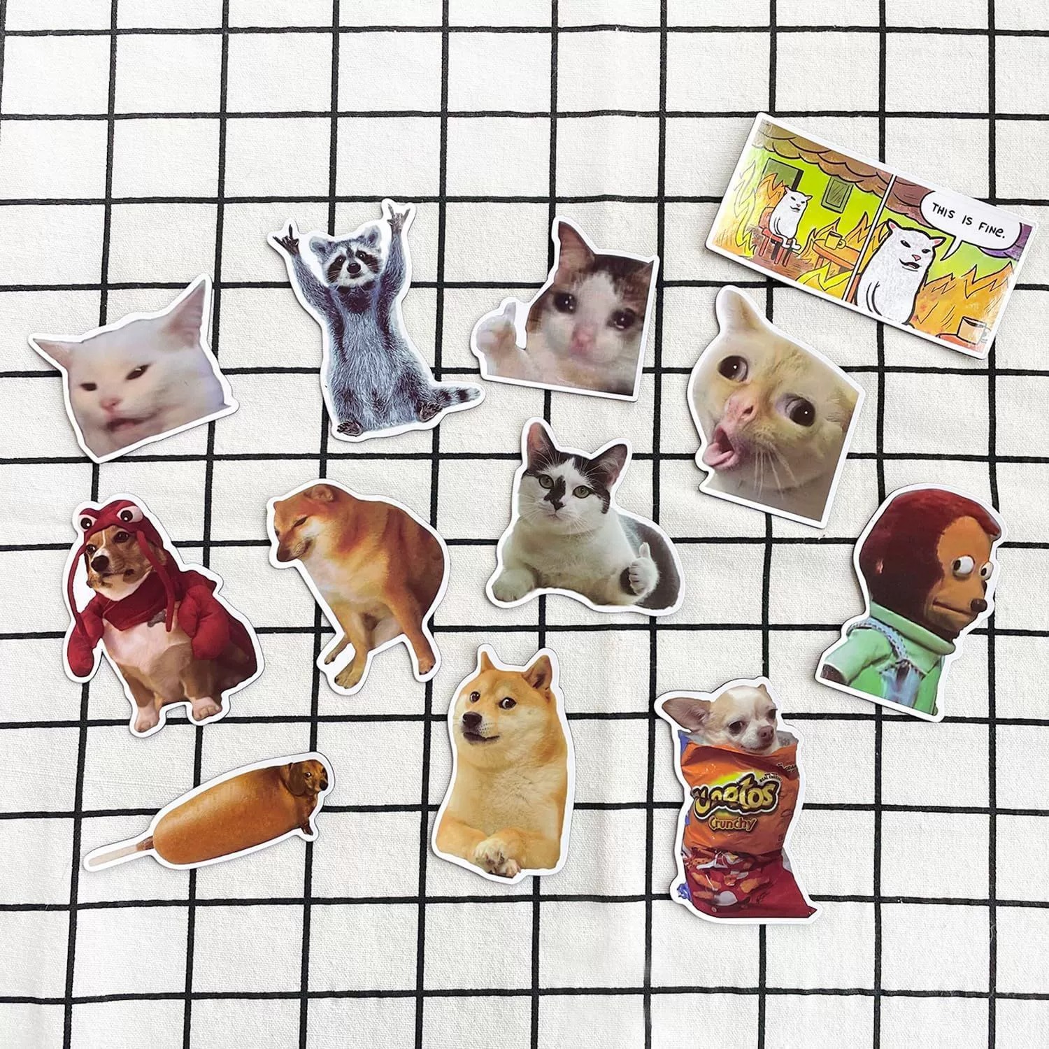 Cute Funny Cat and Dog Expressions Reusable Flexible Refrigerator Stickers