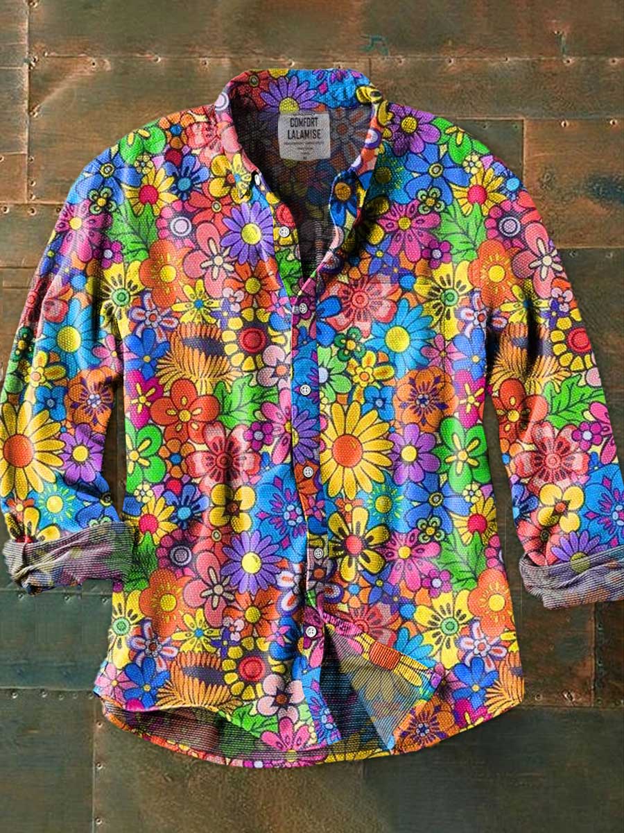 Sunshine Flower Art Print 100% Cotton Long Sleeve Shirt