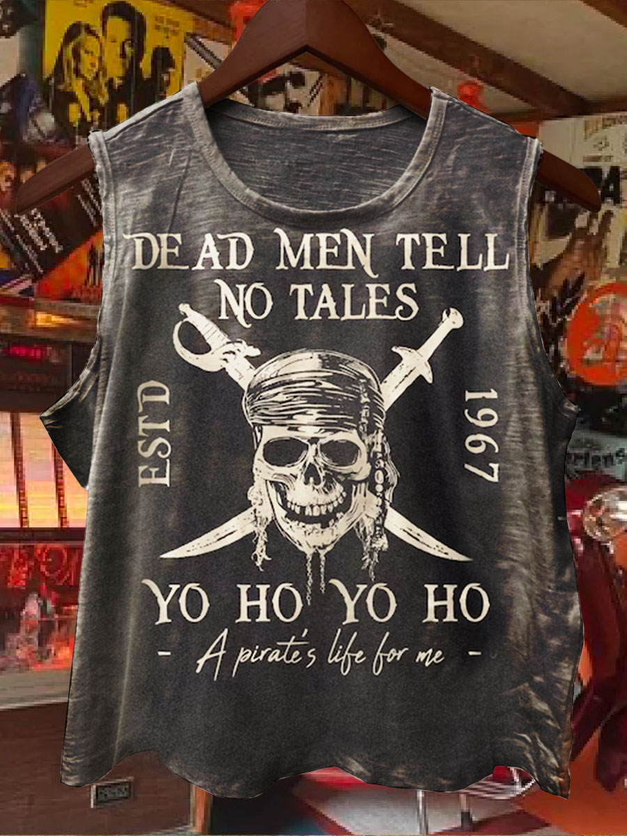 Vintage Print 100% Cotton Casual Tank Top