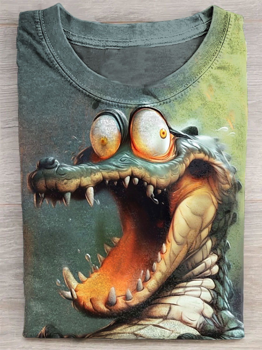 Funny Crocodile Printed Casual Top