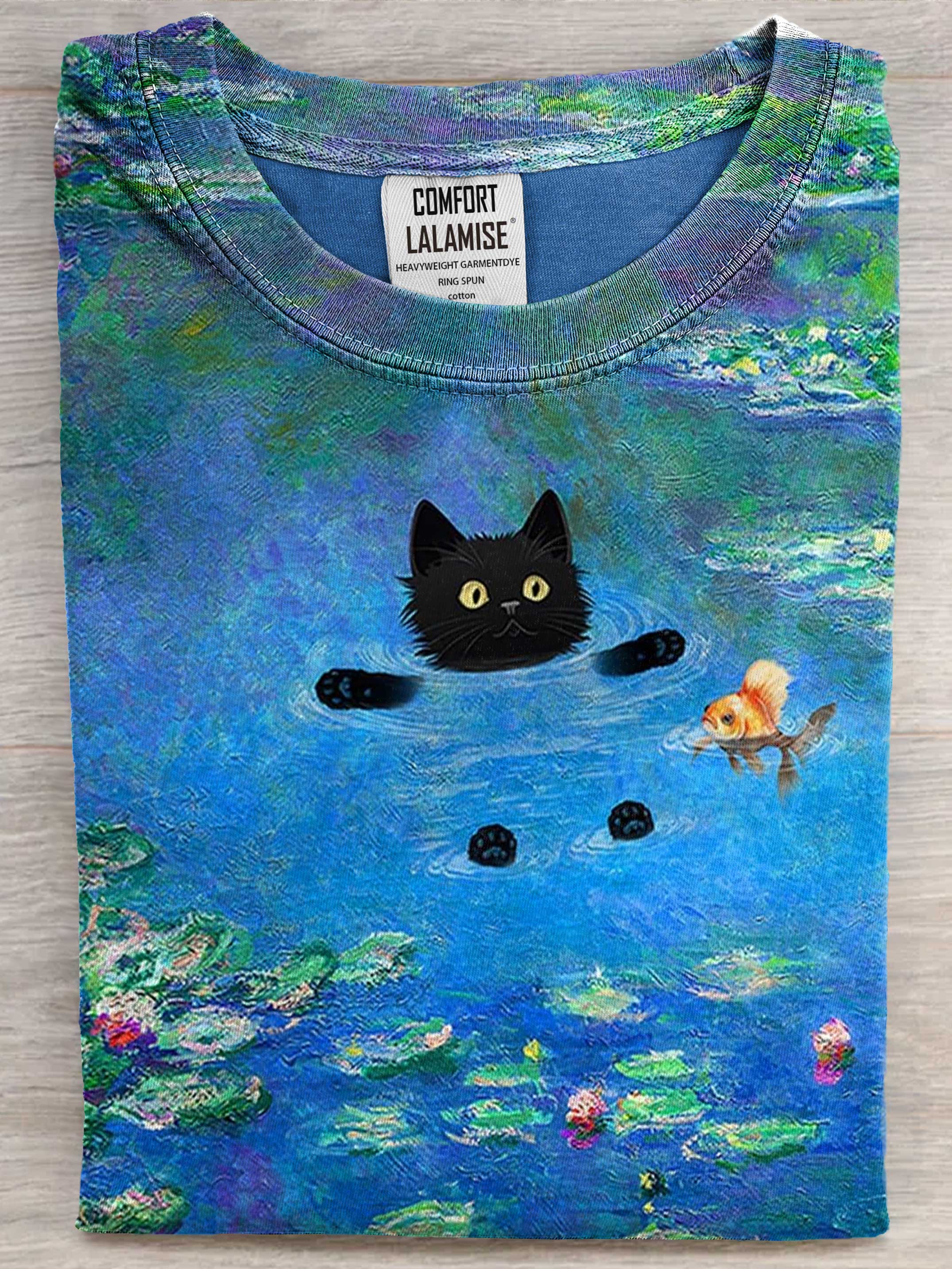 Funny Cat Art Print Casual Short Sleeve T-shirt