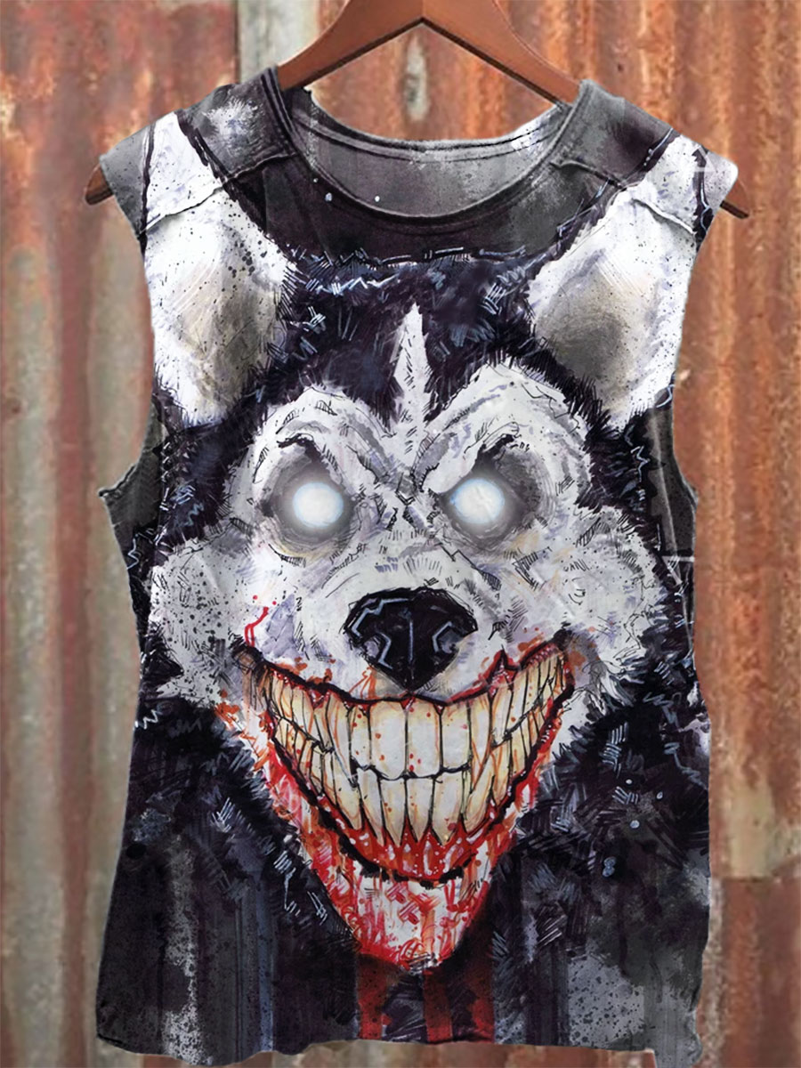 Horror Print 100% Cotton Casual Tank Top