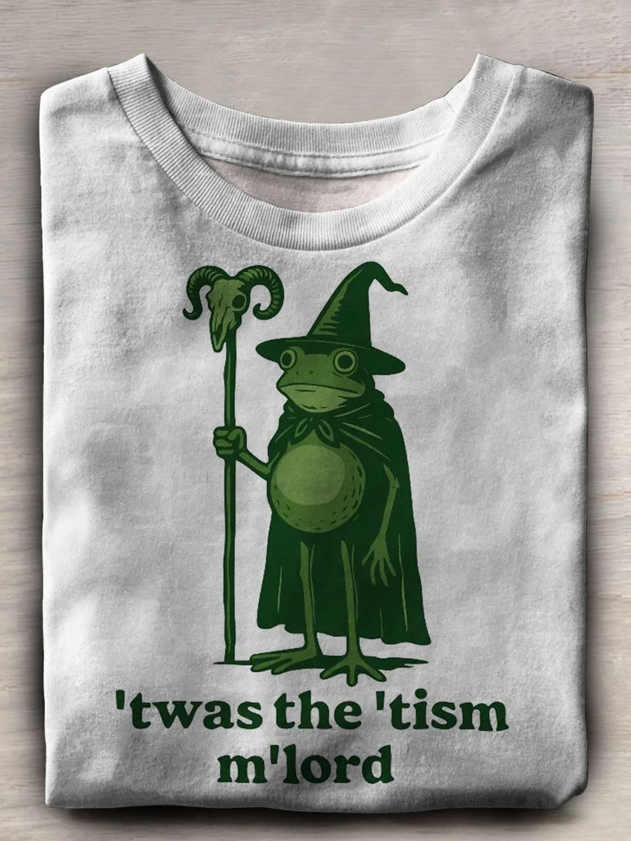 Twas The Tism Frog Art Print Casual T-shirt