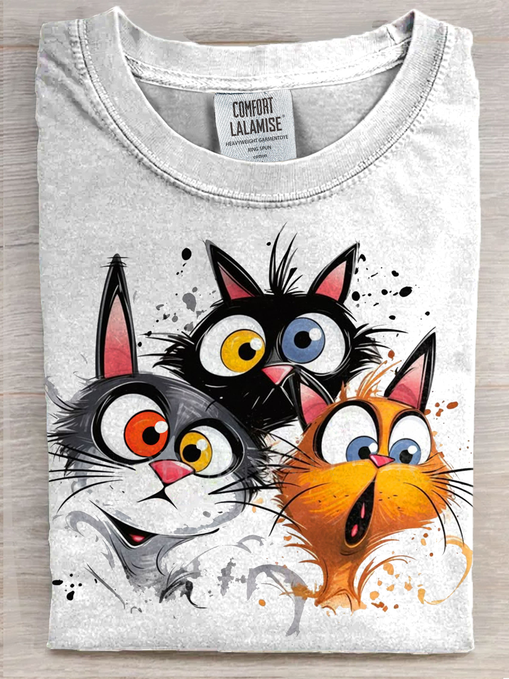 Cat Bestie Funny Art Print Casaul Short Sleeve T-shirt