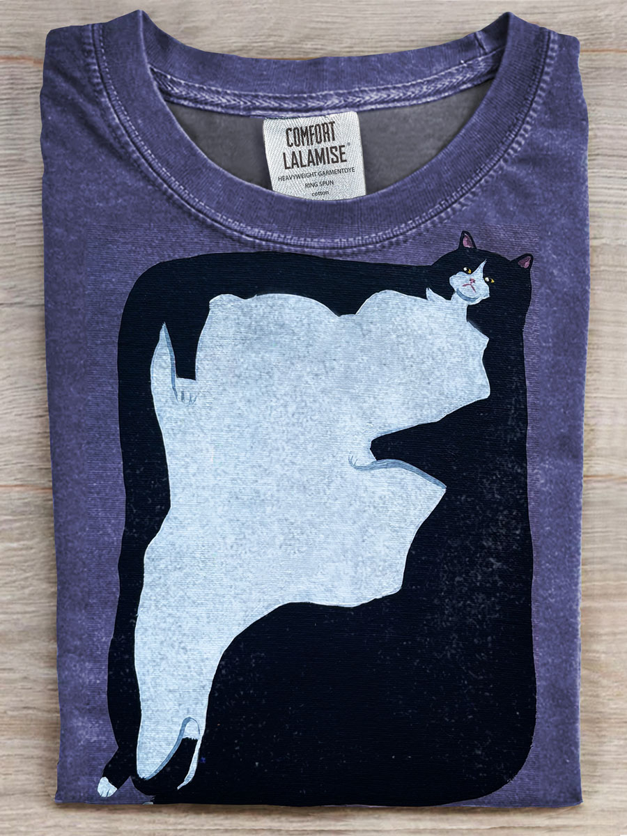 Funny Cat Print Casual T-shirt