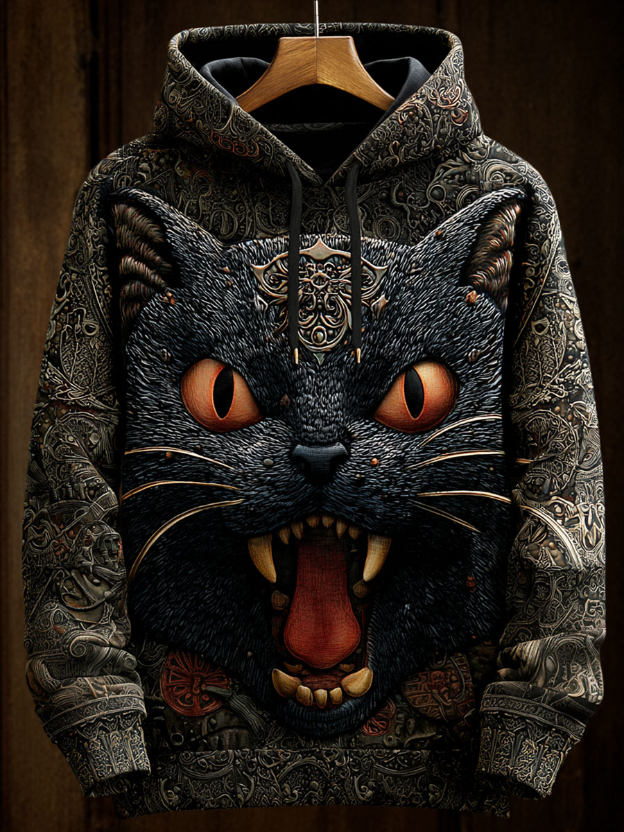 Halloween Cat Prints Casual Hoodie Sweatshirt