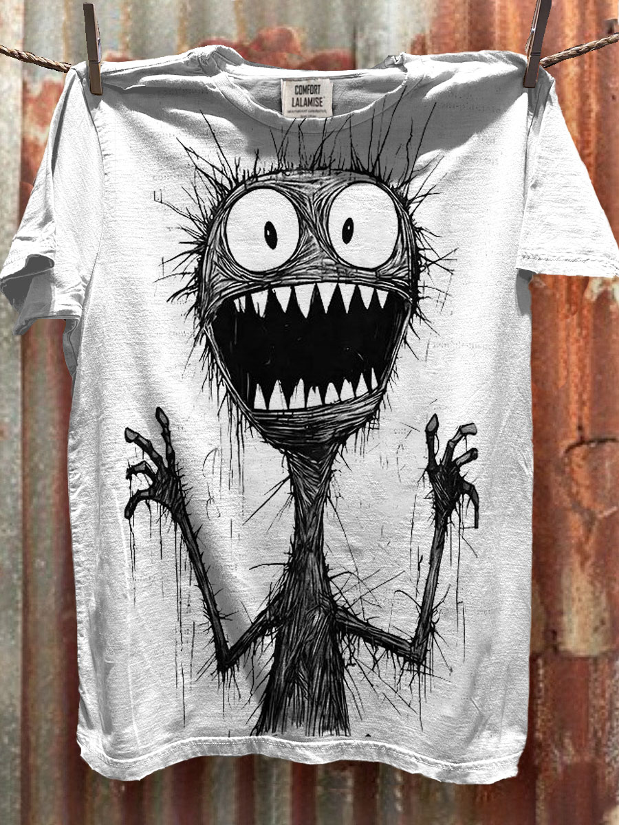 Funny Monster Art Print Casaul Short Sleeve T-shirt