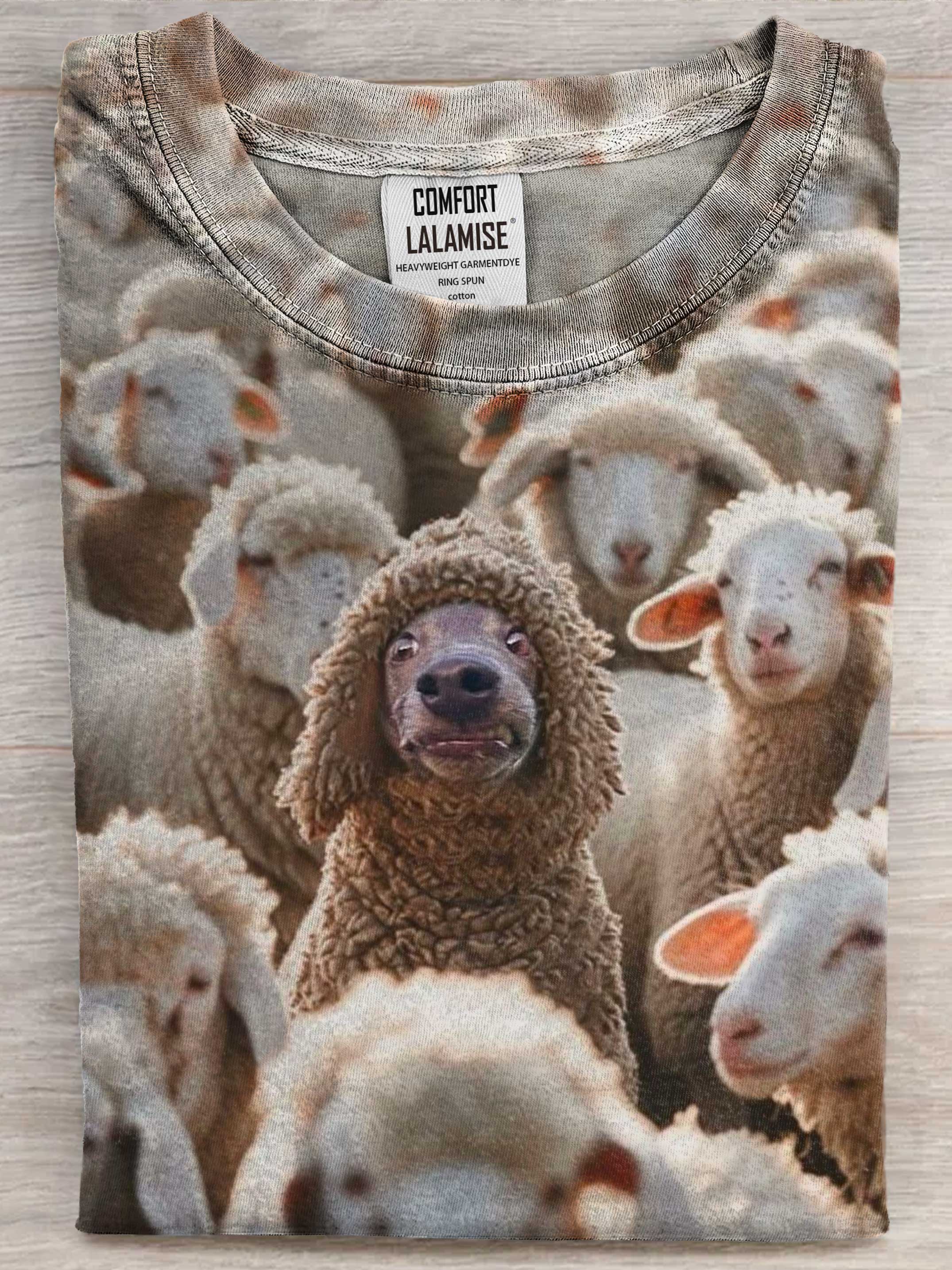 Pretend Funny Dog Art Print Casaul Short Sleeve T-shirt