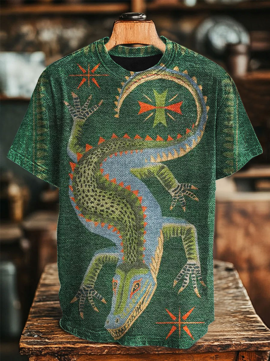 Crocodile Art Print Casual T-shirt